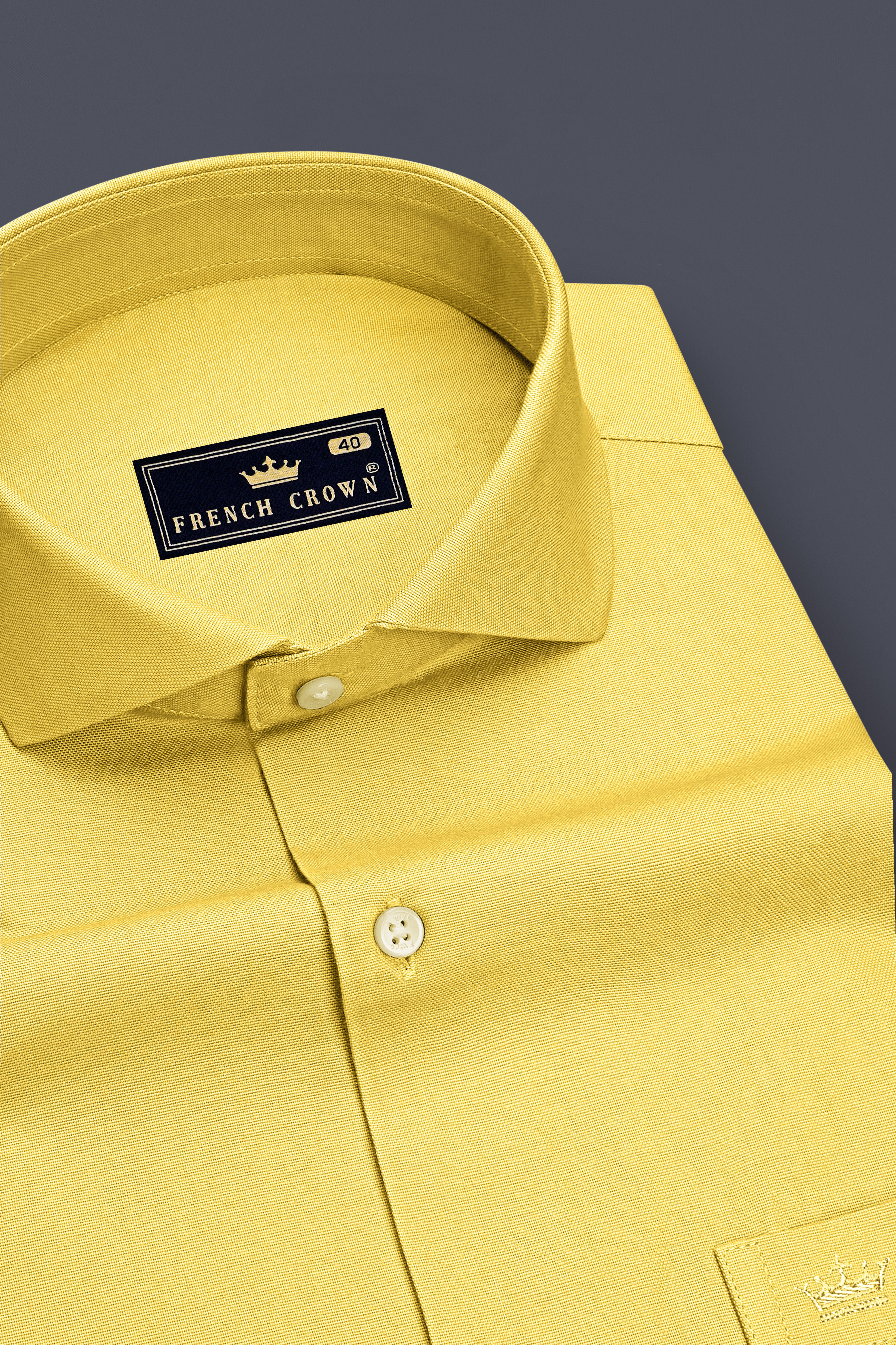 Soleil-Sunshine Yellow Oxford Premium Cotton Dress Cut Away Shirt