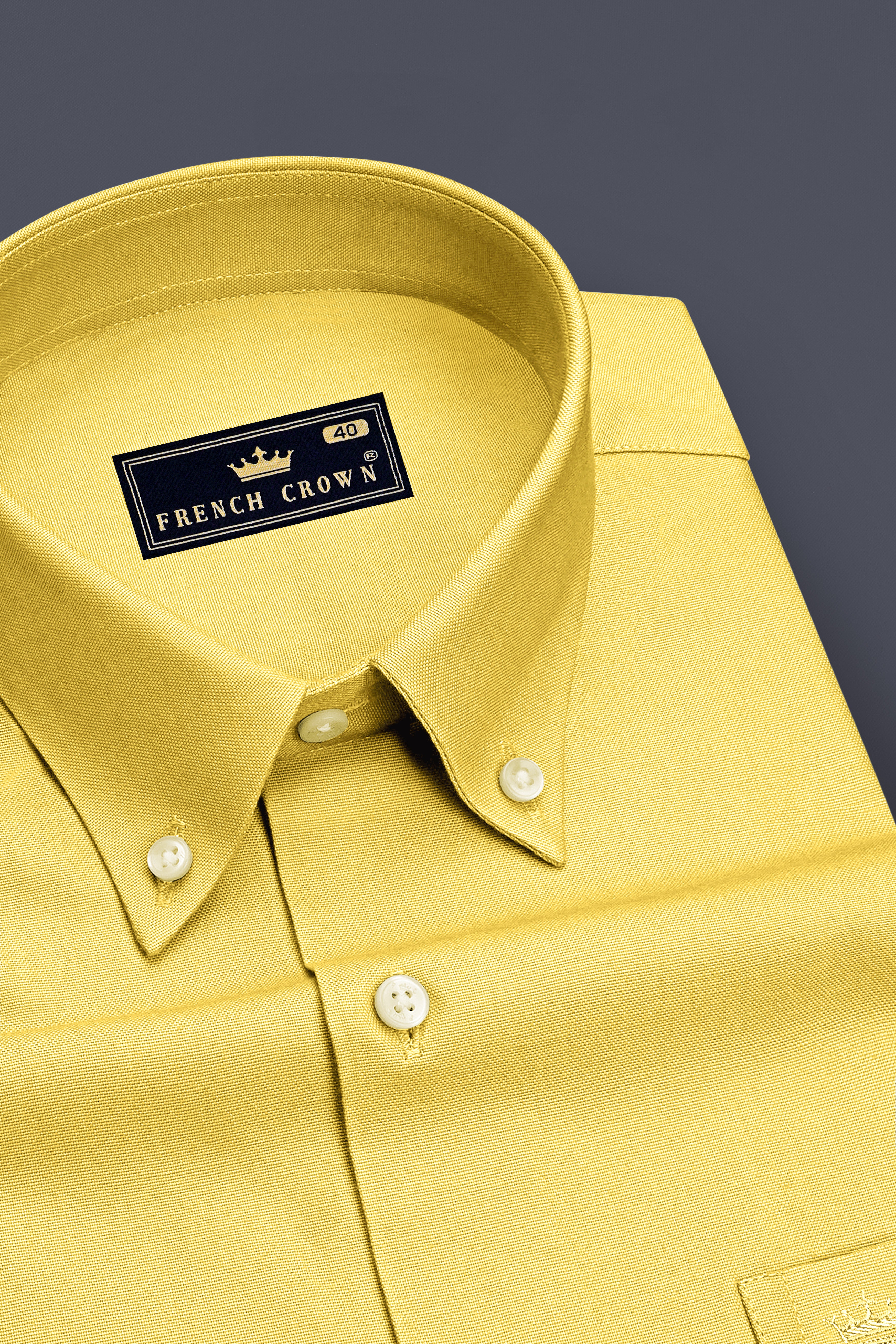Soleil-Sunshine Yellow Oxford Premium Cotton Dress Button Down Shirt