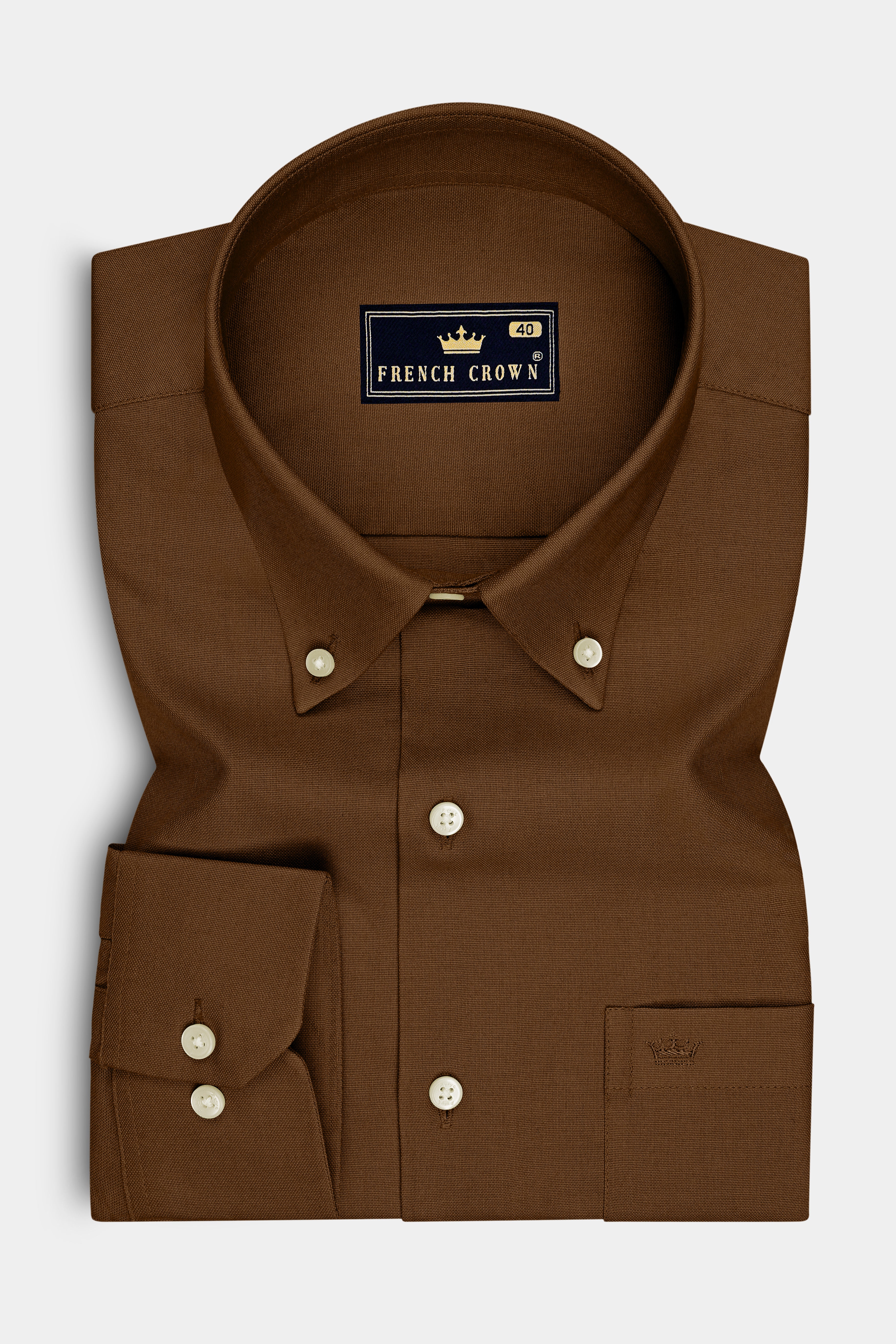 Ruston-Sepia Brown Oxford Premium Cotton Dress Button Down Shirt