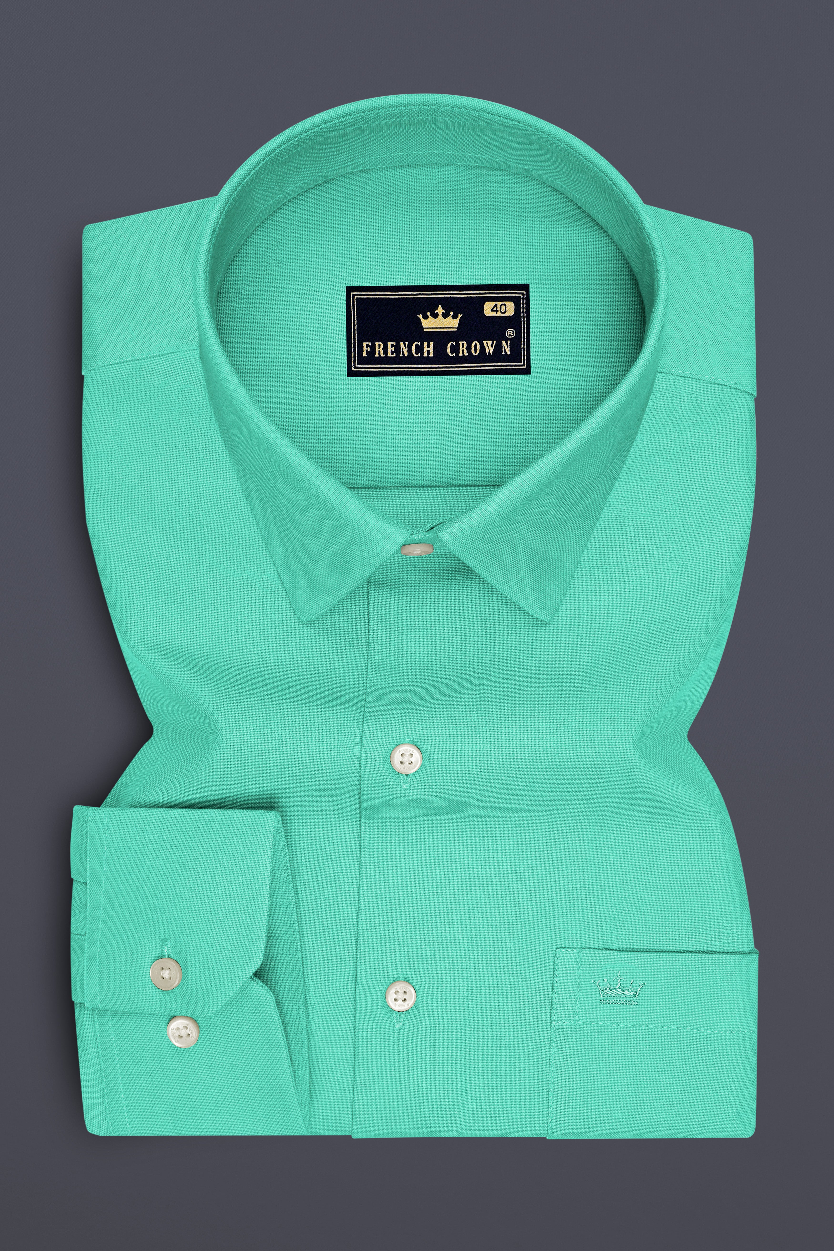 Olvian-Bermude Green Oxford Premium Cotton Dress Shirt