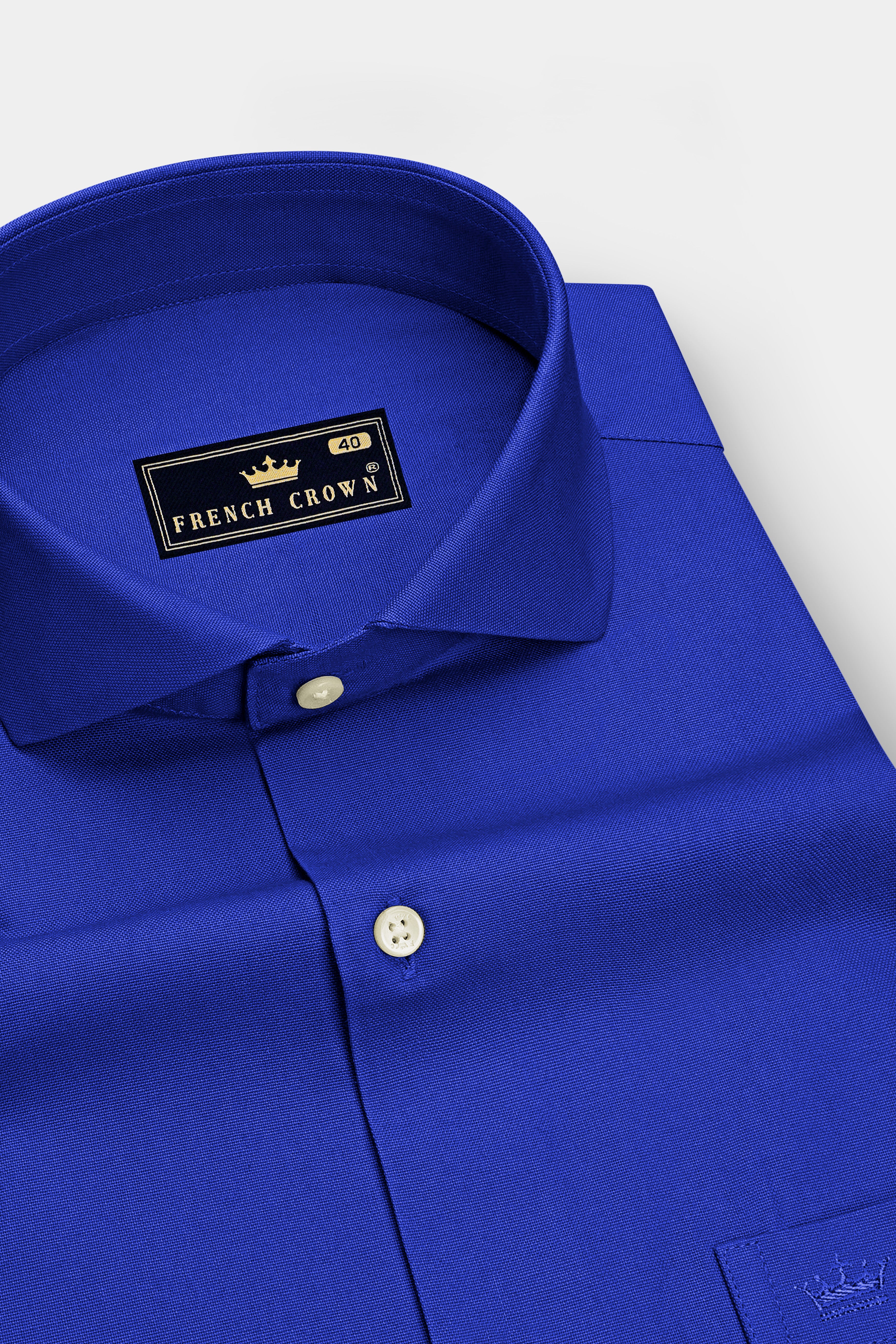 Azuro-Indigo Blue Oxford Premium Cotton Dress Cut Away Shirt