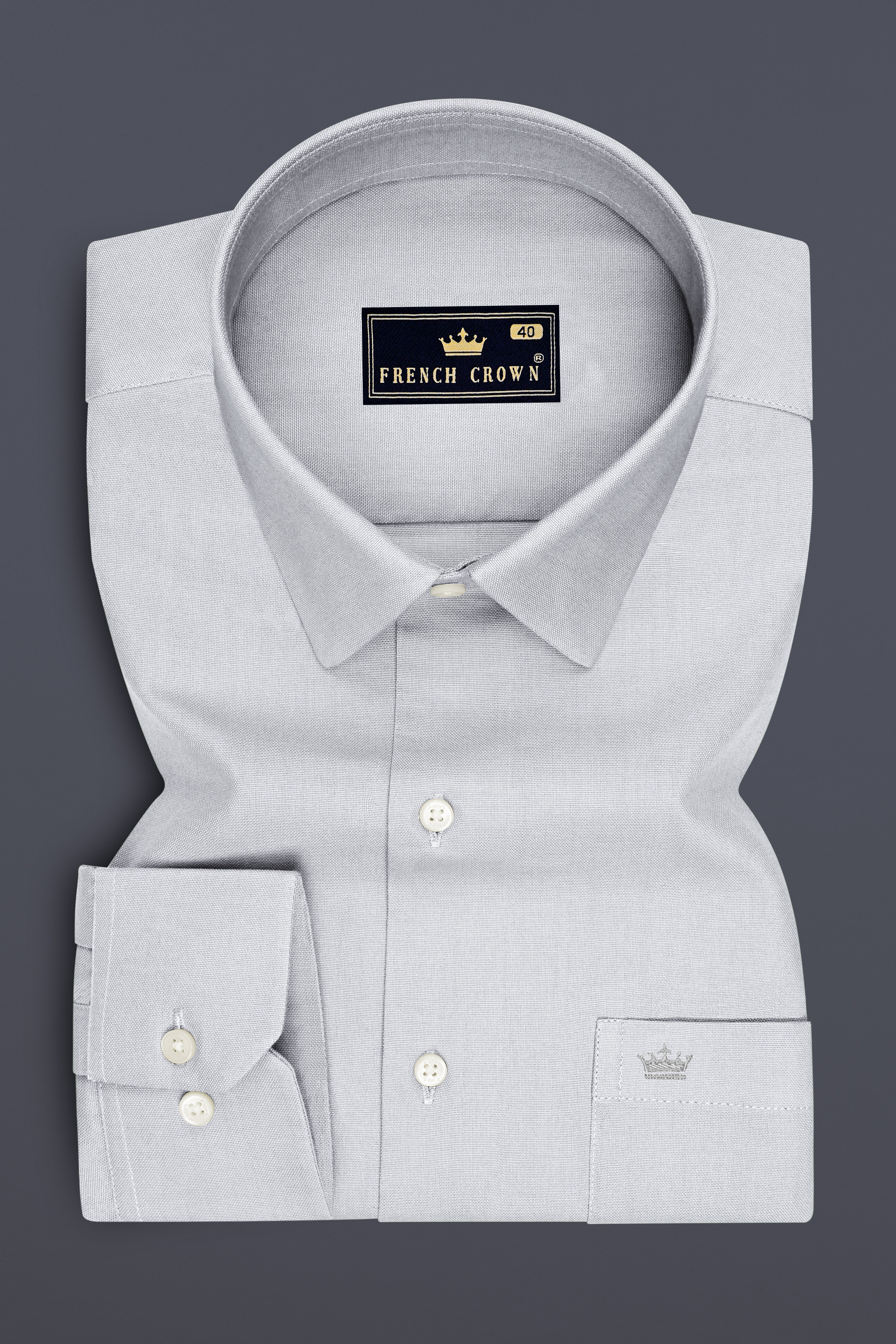 Nimbus-Gainsboro Gray Oxford Premium Cotton Dress Shirt