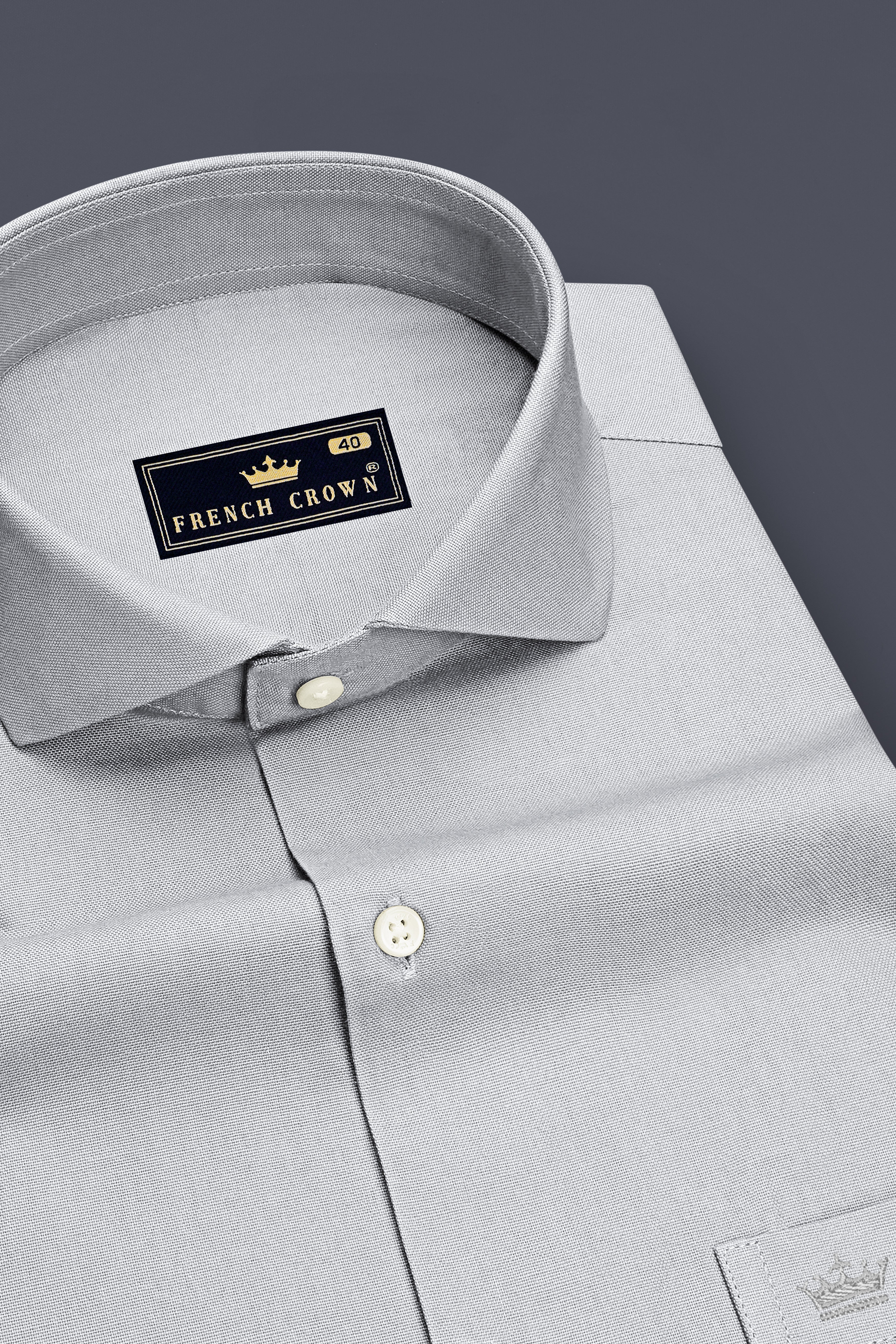 Nimbus-Gainsboro Gray Oxford Premium Cotton Dress Cut Away Shirt