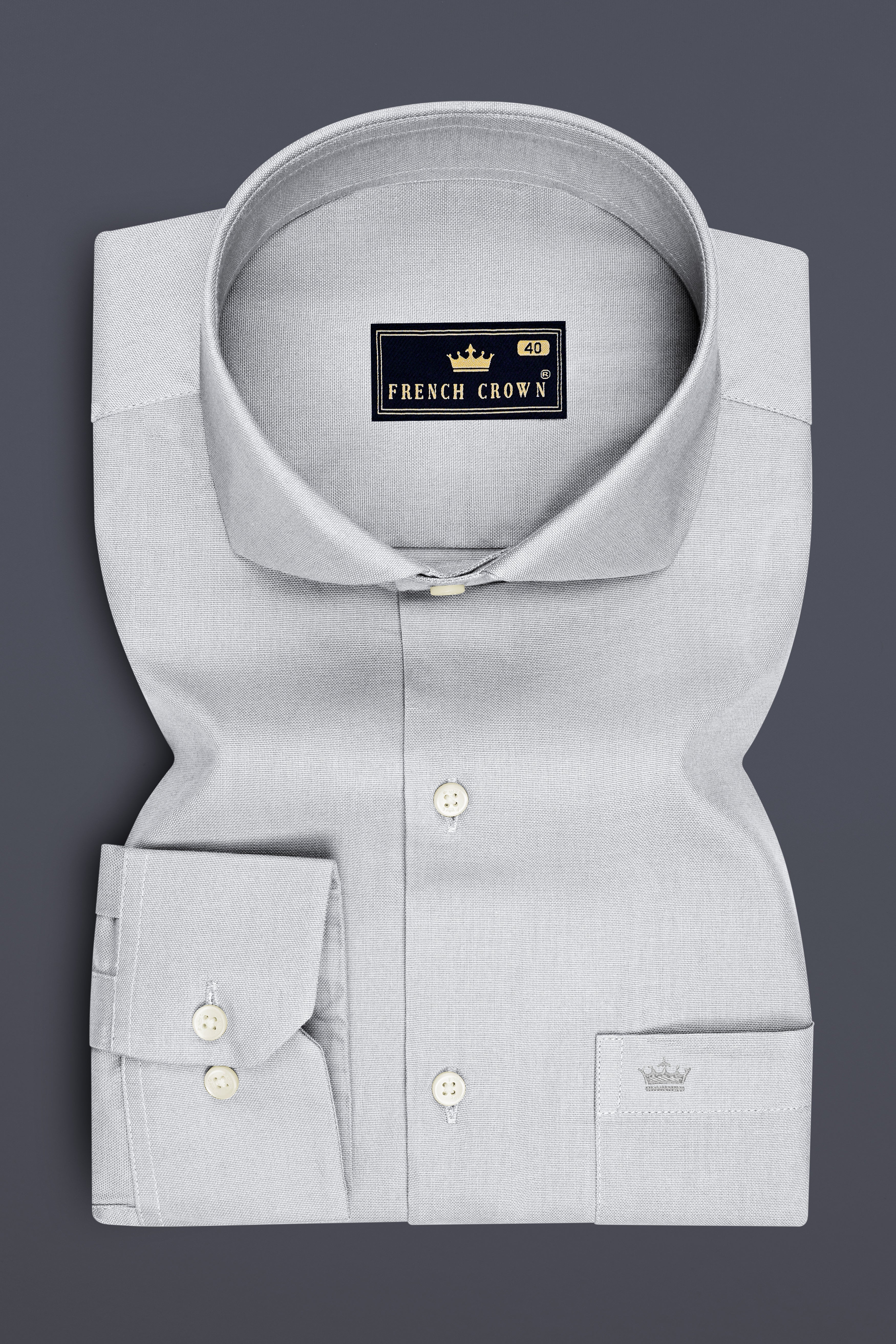 Nimbus-Gainsboro Gray Oxford Premium Cotton Dress Cut Away Shirt