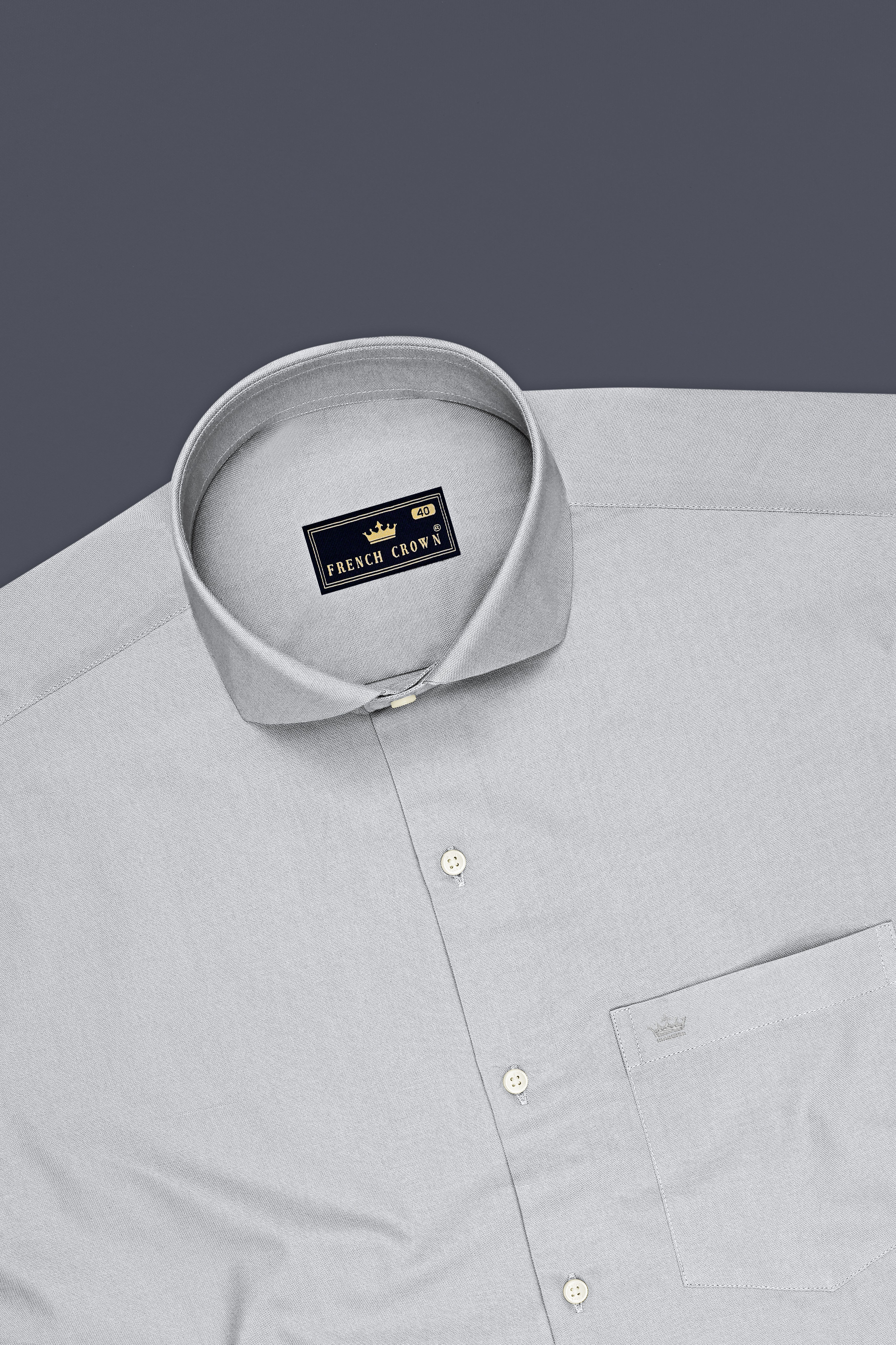 Nimbus-Gainsboro Gray Oxford Premium Cotton Dress Cut Away Shirt
