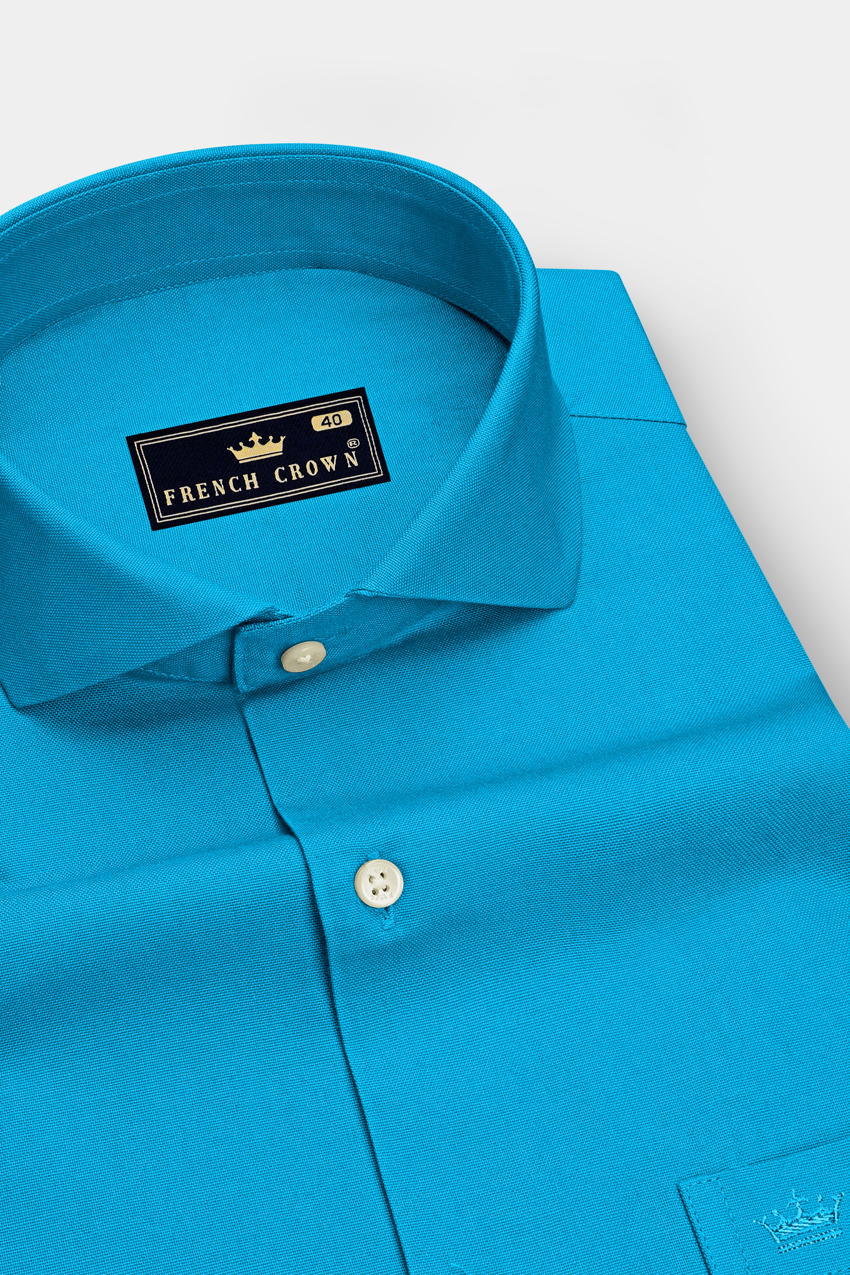 Zephyr-Butterfly Blue Oxford Premium Cotton Dress Cut Away Shirt