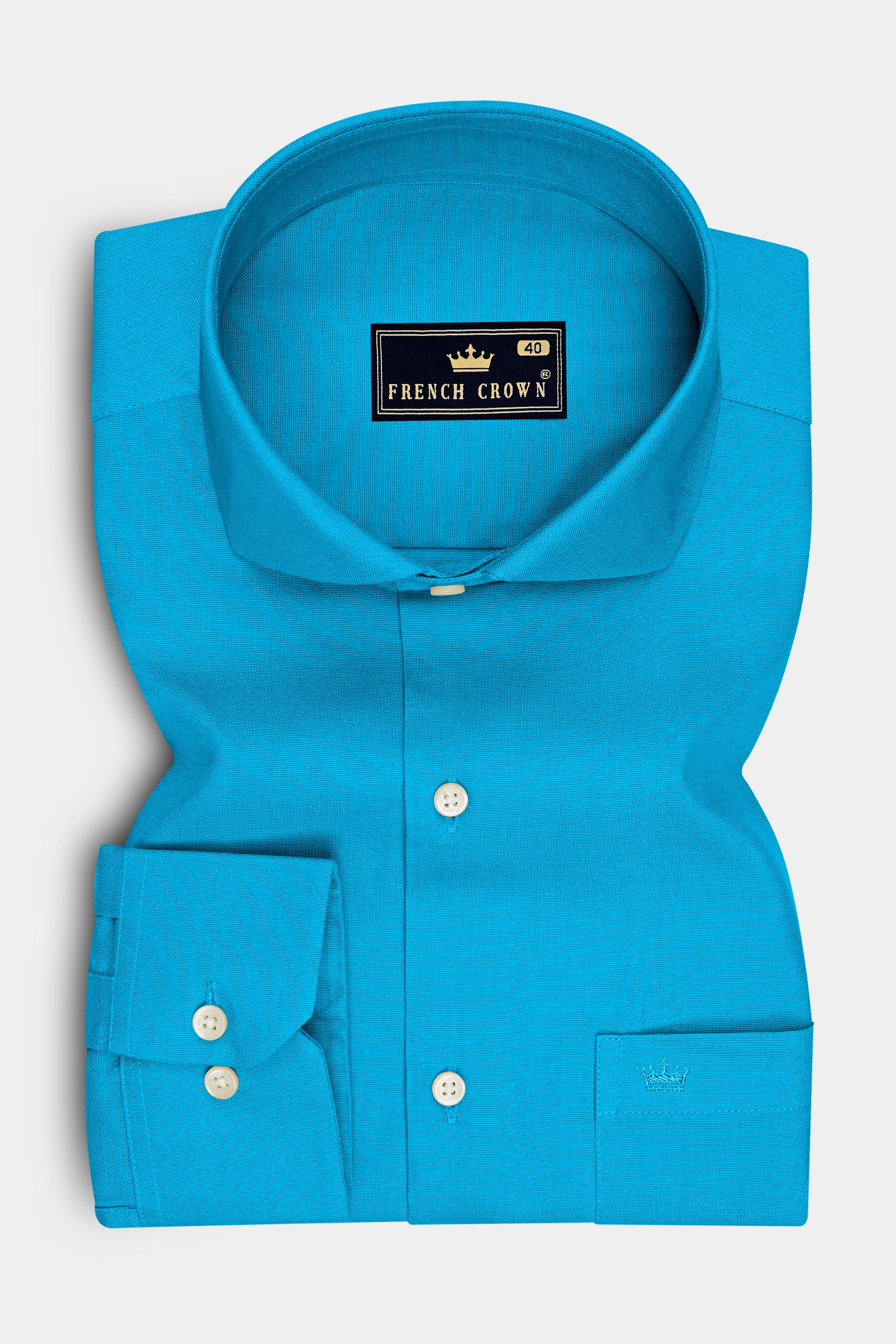Zephyr-Butterfly Blue Oxford Premium Cotton Dress Cut Away Shirt