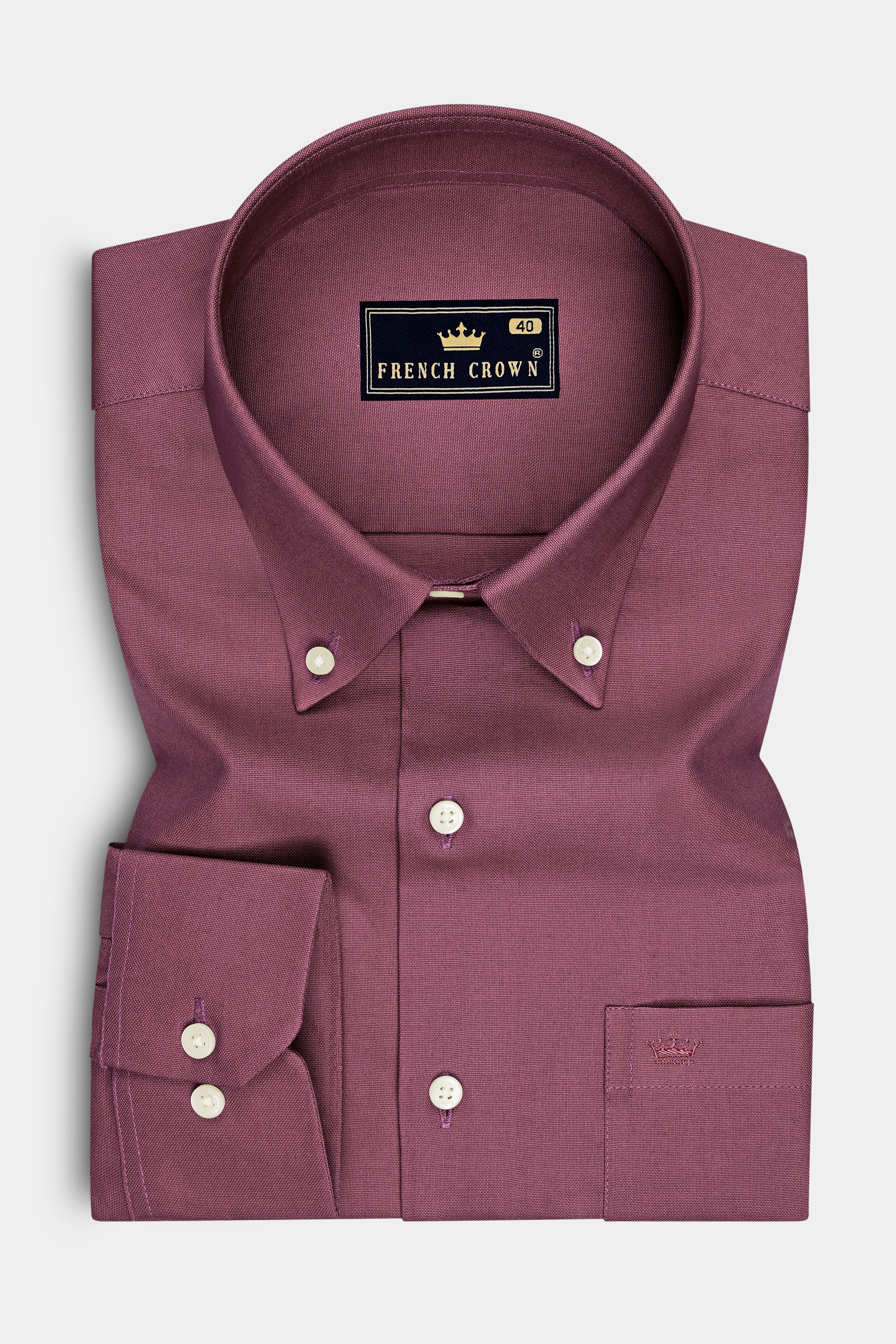 Rosen-Rust Pink Oxford Premium Cotton Dress Button Down Shirt