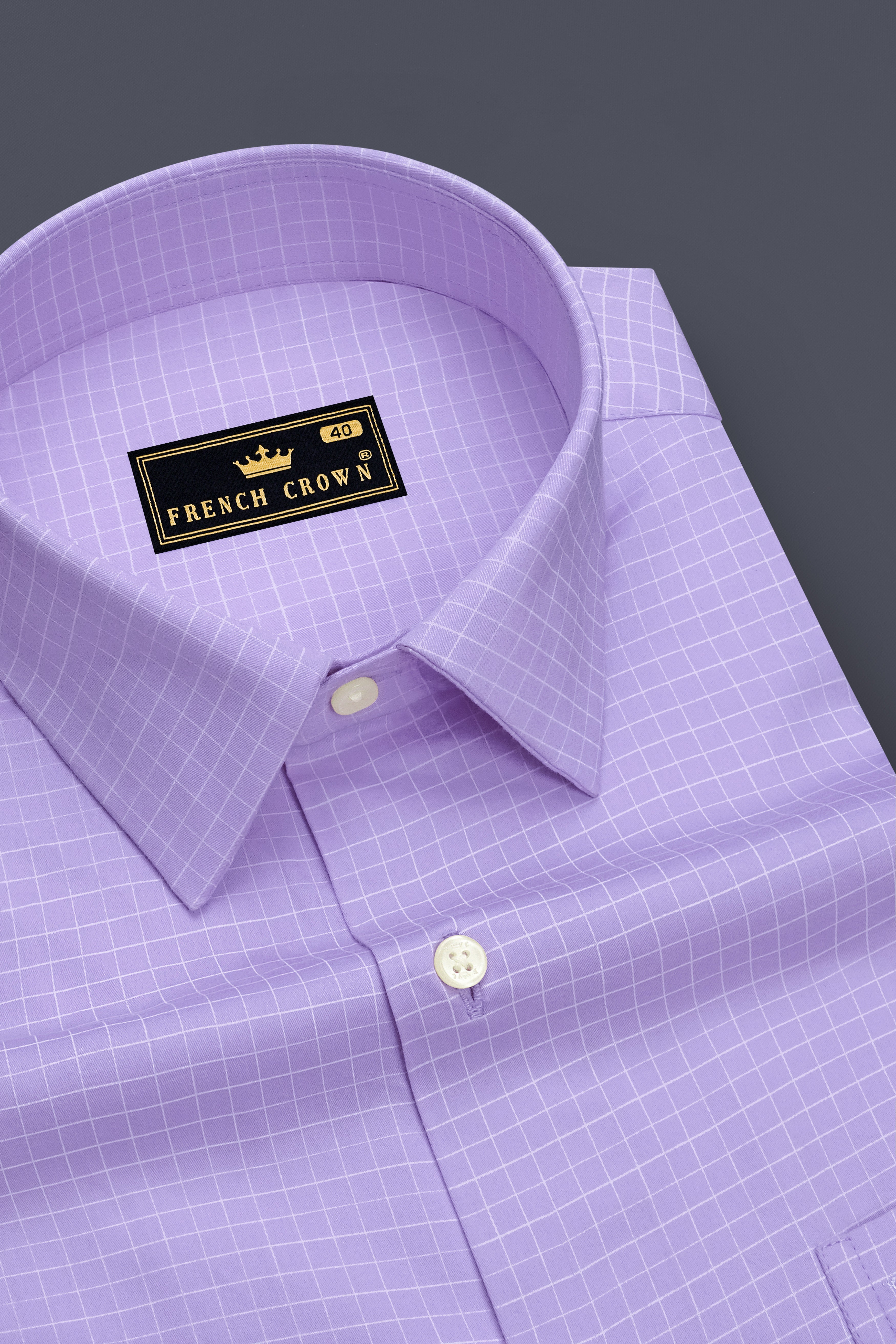 Prism-Prelude Purple And Bright White Plaid Subtle Sheen Super Soft Premium Cotton Dress Shirt