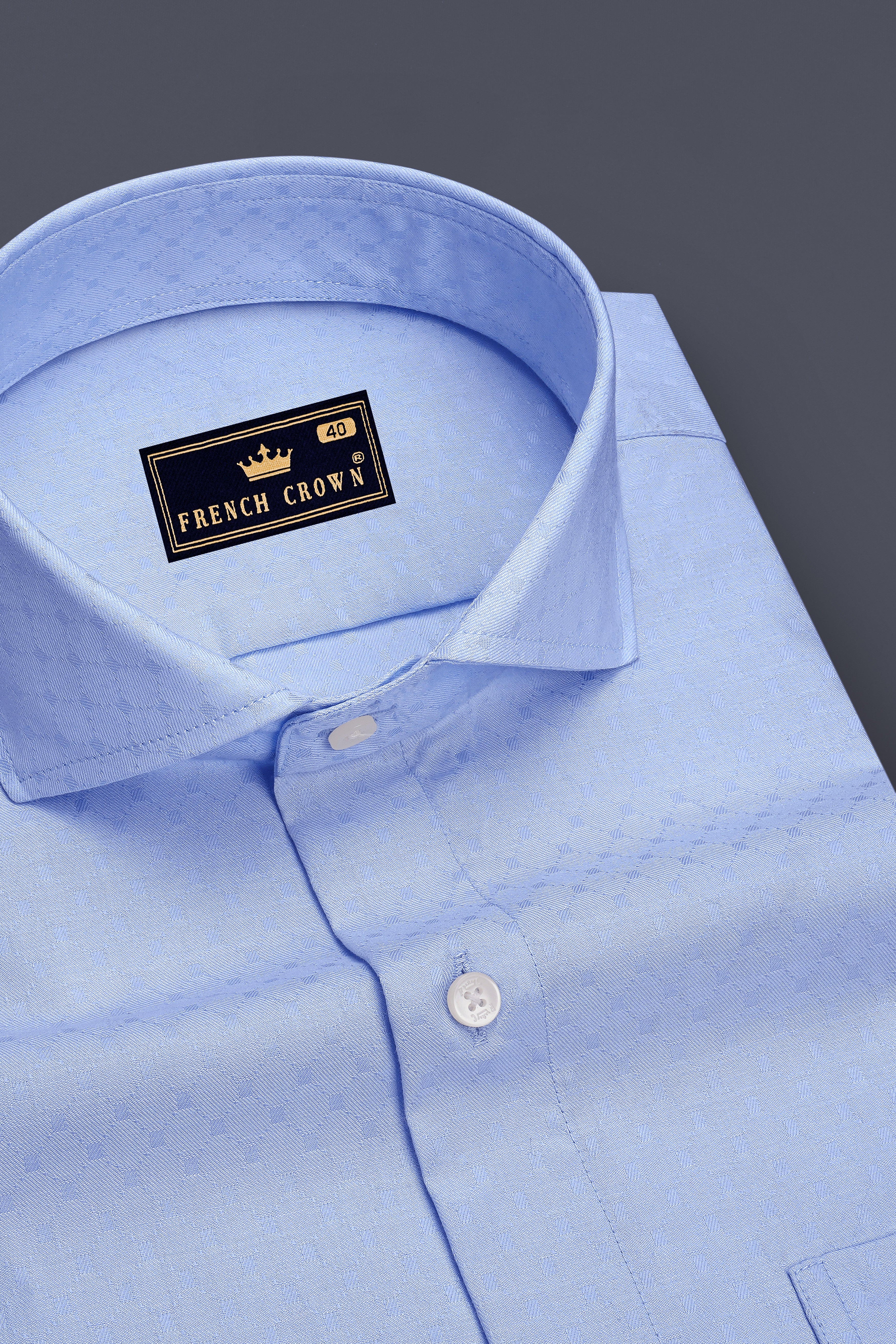Brivon-Heather Blue Dobby Textured Premium Giza Cotton Dress Shirt