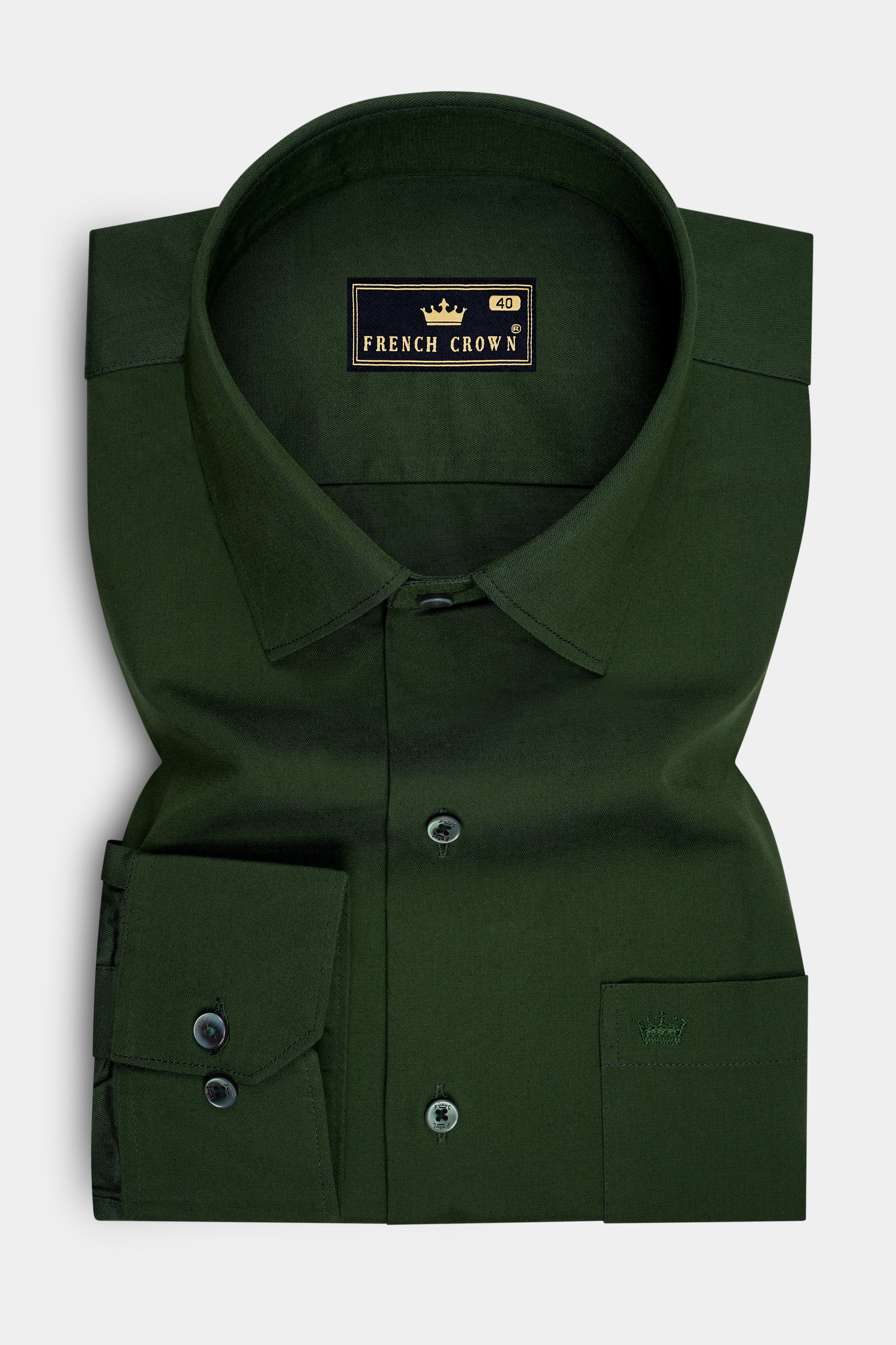 Terran-Marshland Green Oxford Premium Cotton Dress Shirt