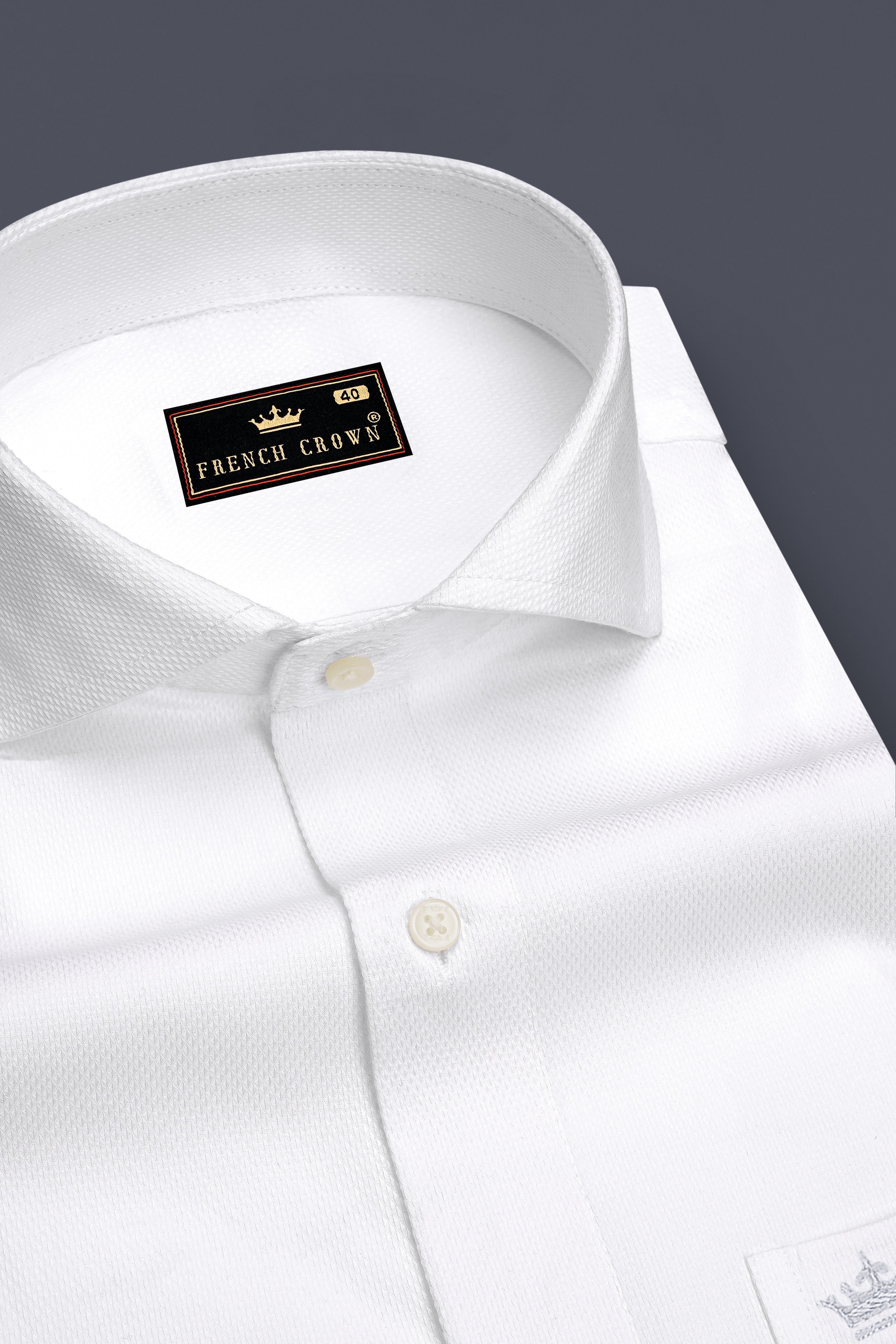 Luminor-Bright White Dobby Textured Premium Giza Cotton Dress Shirt