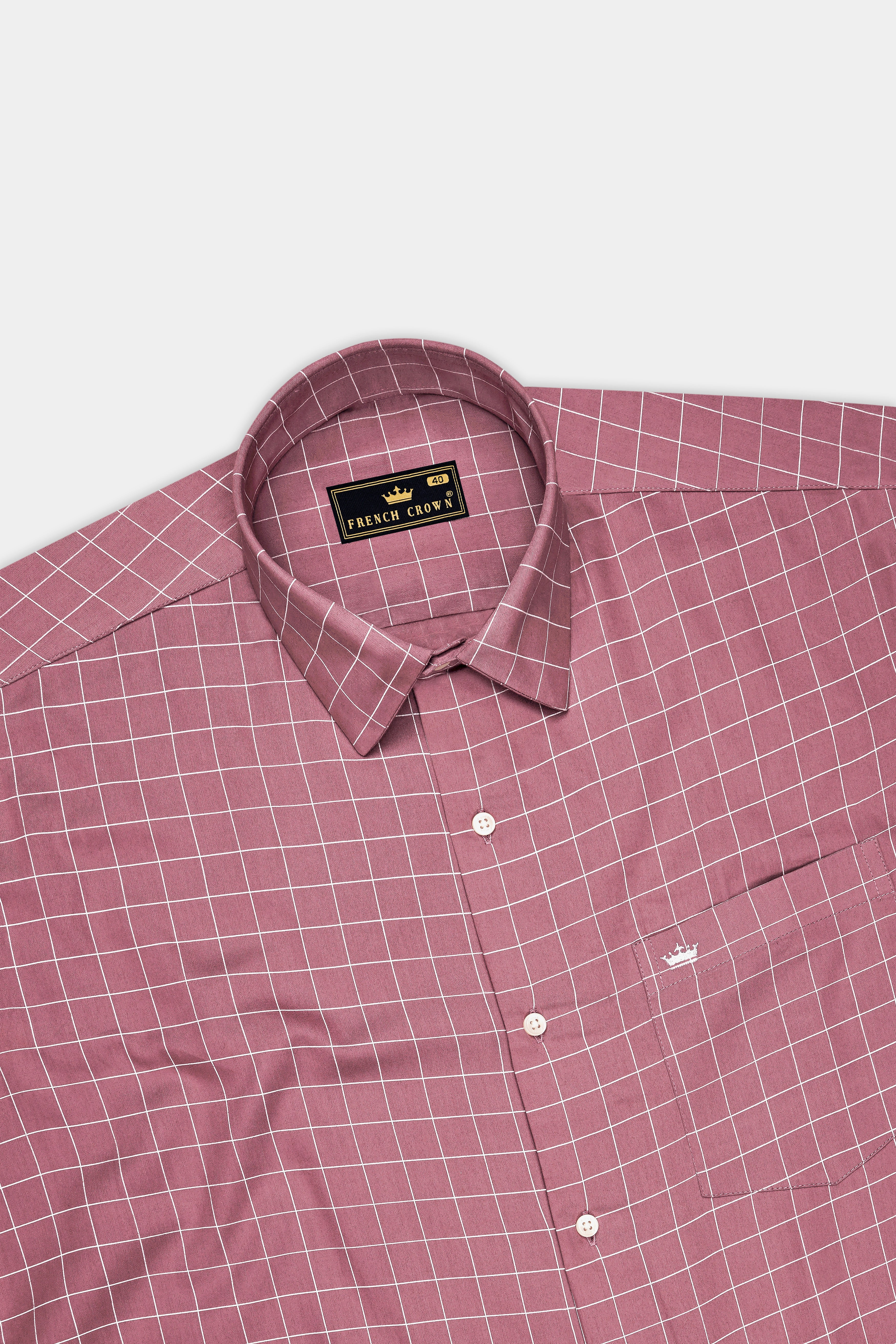 Crest-Brandy Rose Pink And Bright White Windowpane Subtle Sheen Super Soft Premium Cotton Dress Shirt