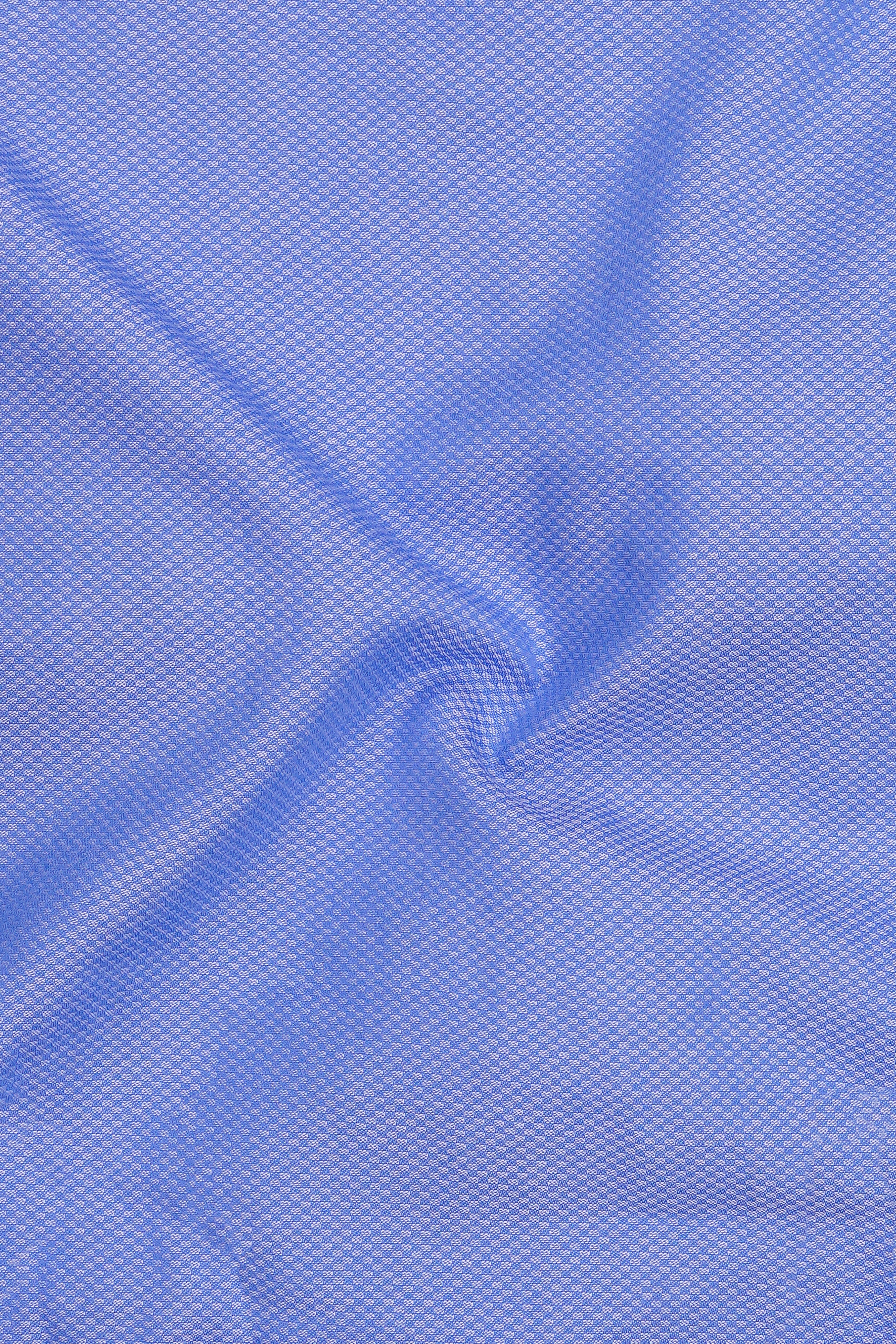 Renzo-Chetwode Blue Dobby Textured Premium Giza Cotton Dress Shirt