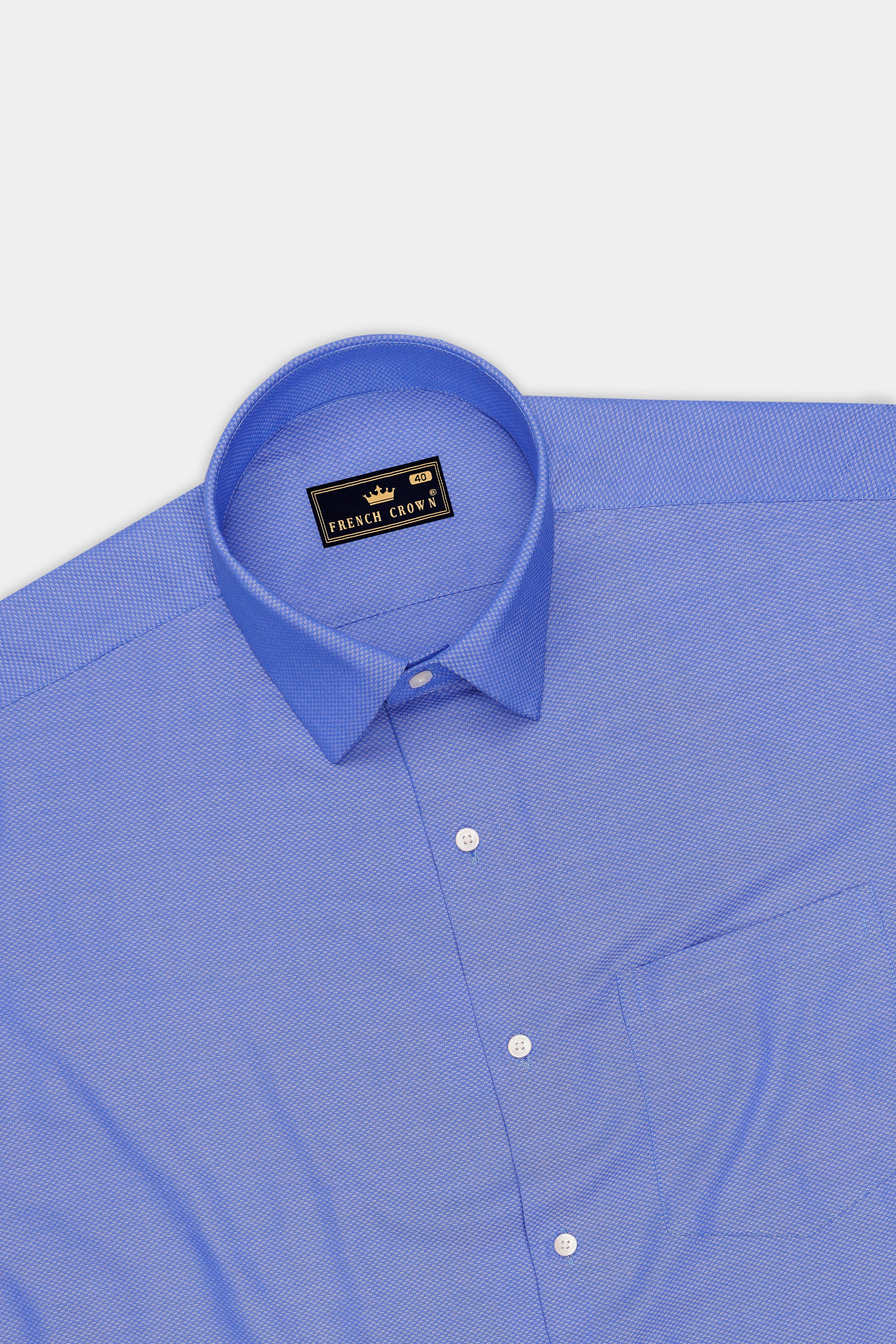Renzo-Chetwode Blue Dobby Textured Premium Giza Cotton Dress Shirt