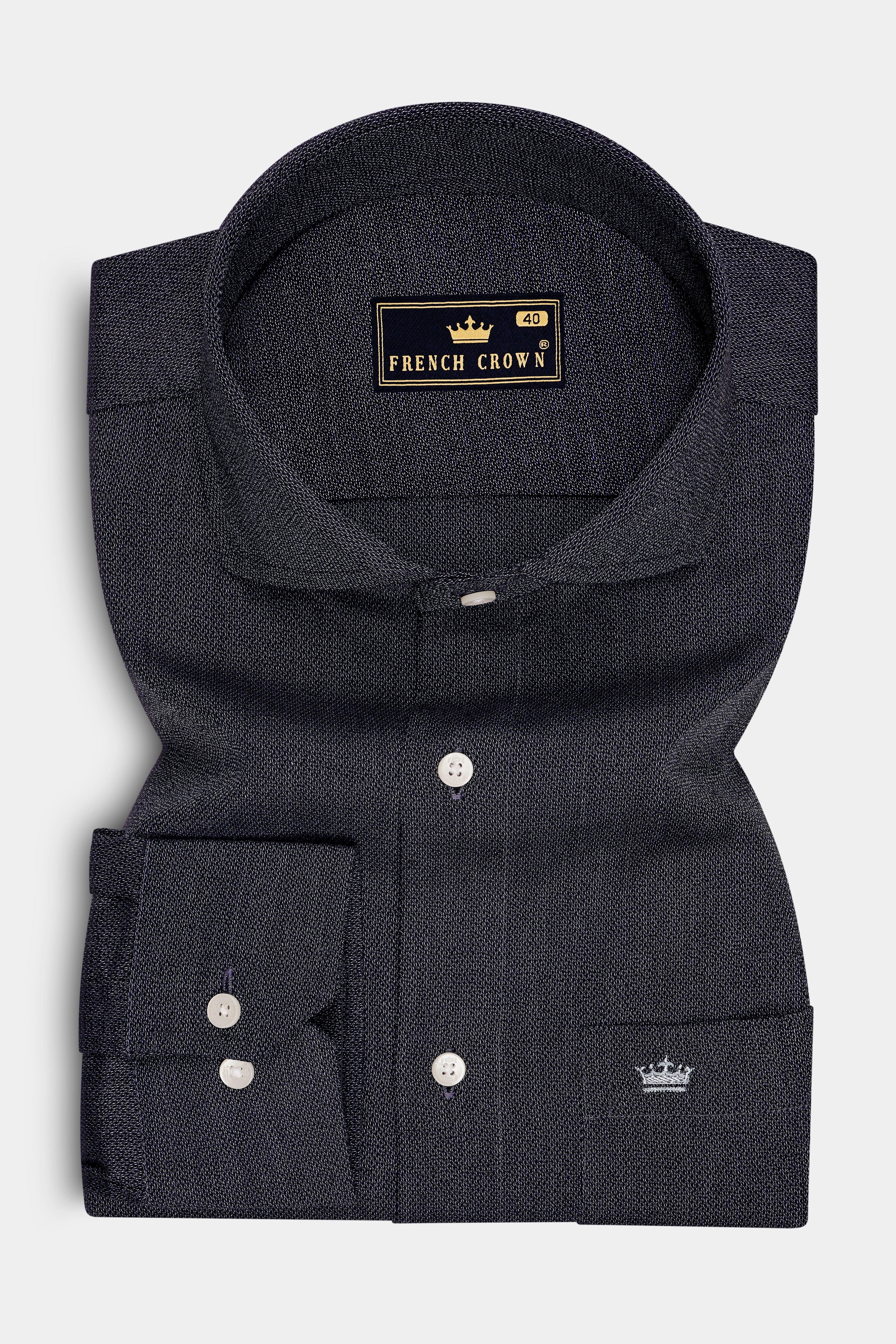 Gravix-Shark Gray Dobby Textured Premium Giza Cotton Dress Shirt