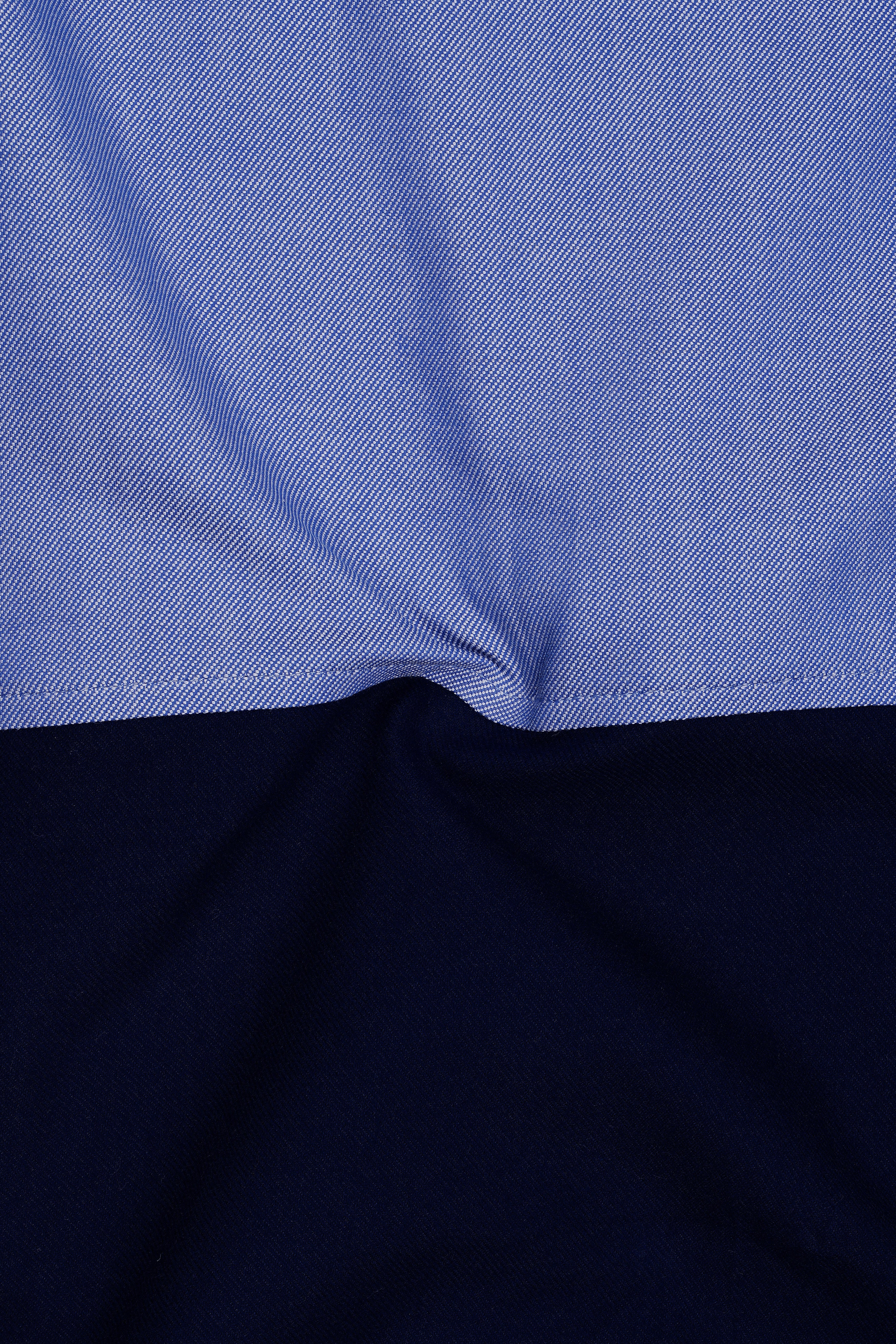 Noctis-Glaucous Blue And Midnight Navy Textured Oxford Premium Cotton Designer Casual Shirt