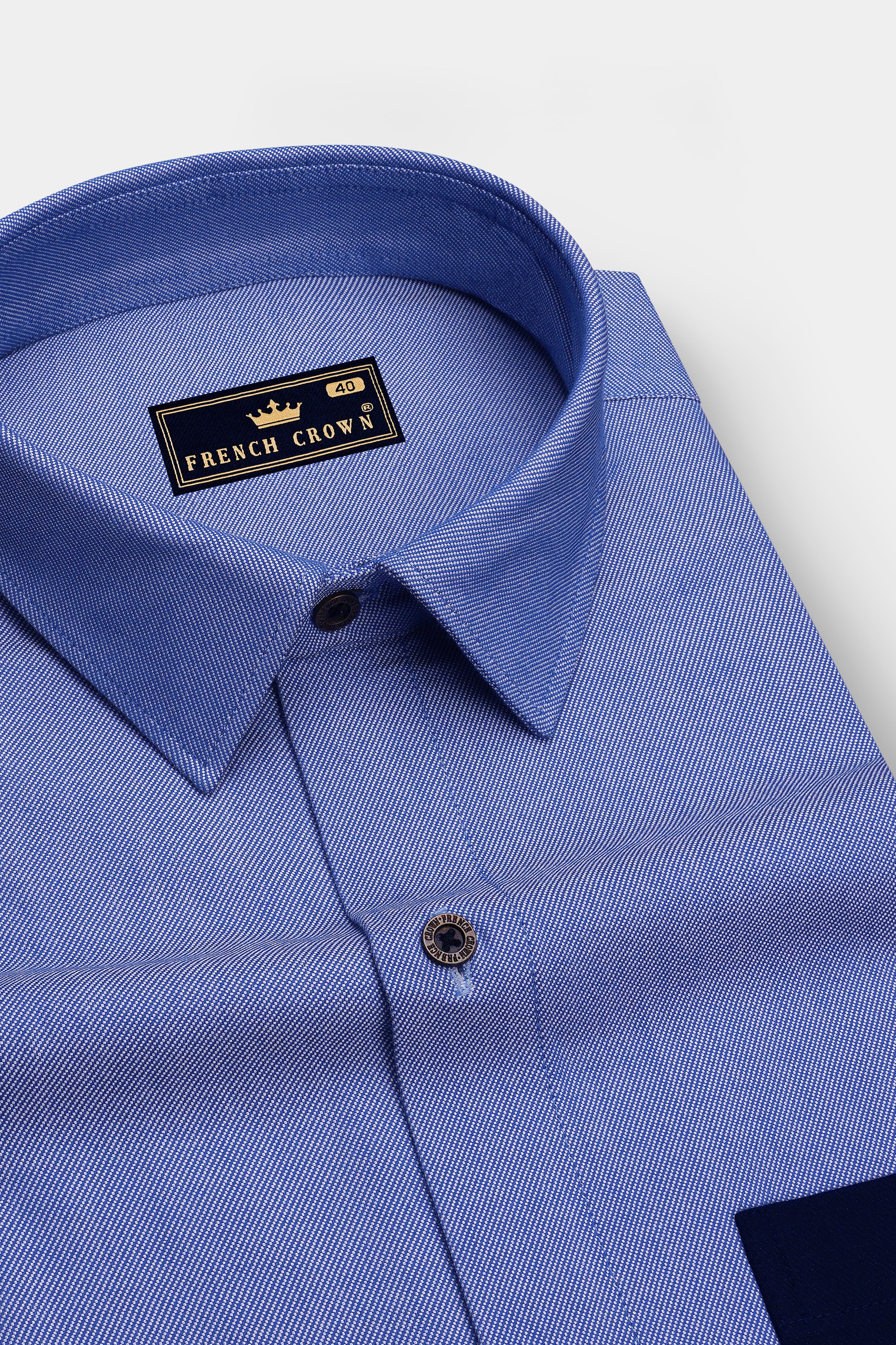 Noctis-Glaucous Blue And Midnight Navy Textured Oxford Premium Cotton Designer Casual Shirt