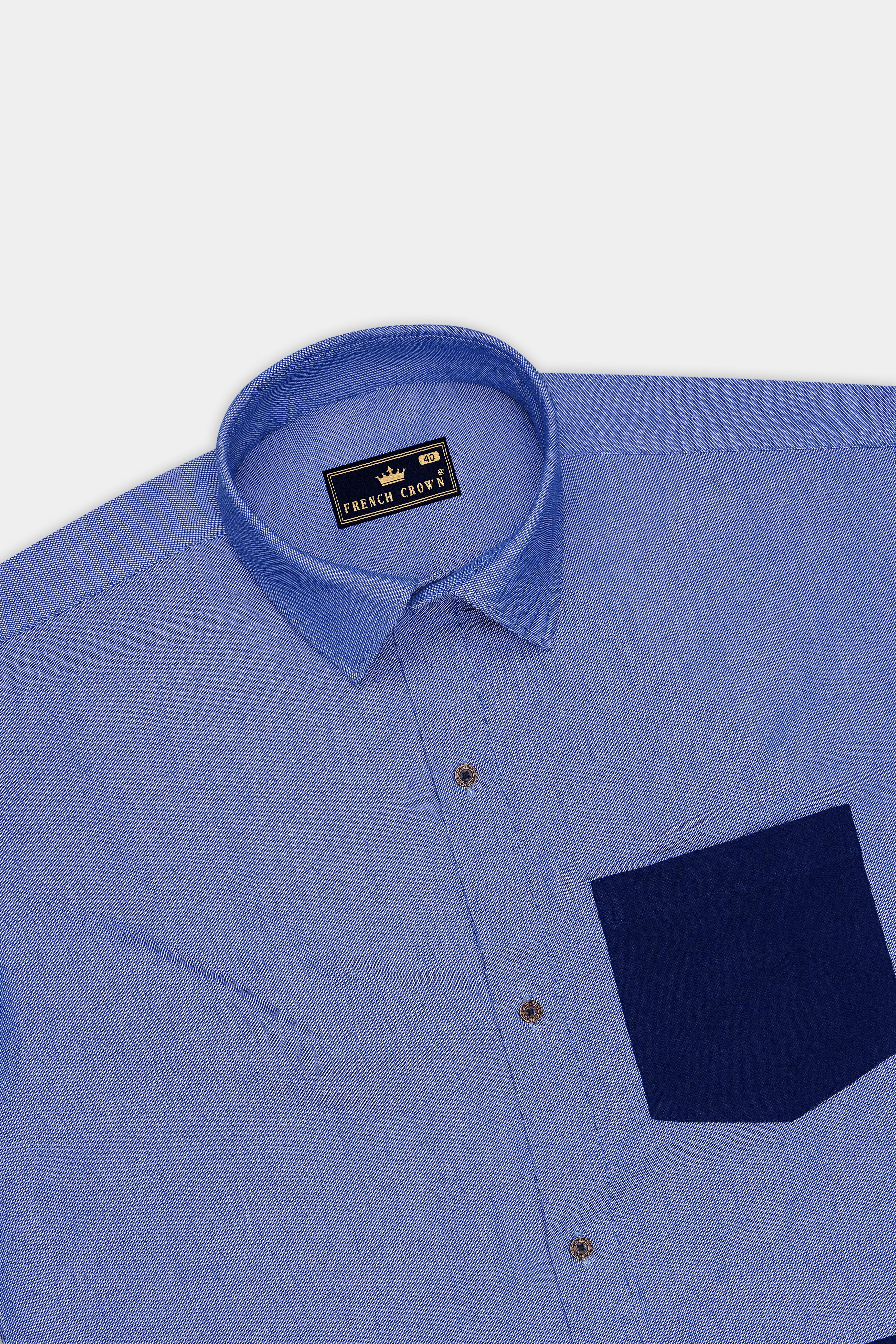 Noctis-Glaucous Blue And Midnight Navy Textured Oxford Premium Cotton Designer Casual Shirt