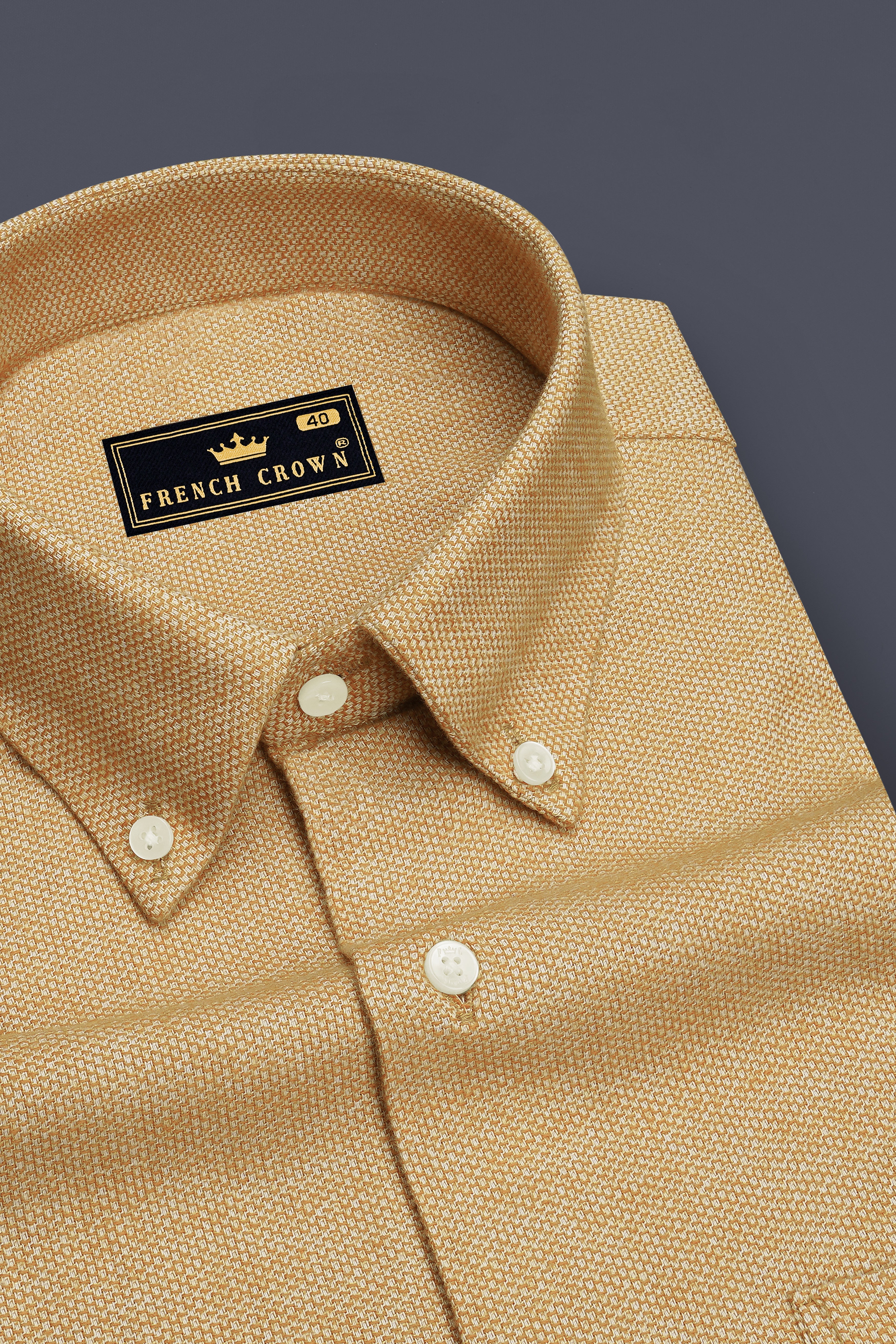 Eldor-Sorrell Brown Dobby Textured Premium Giza Cotton Dress Shirt