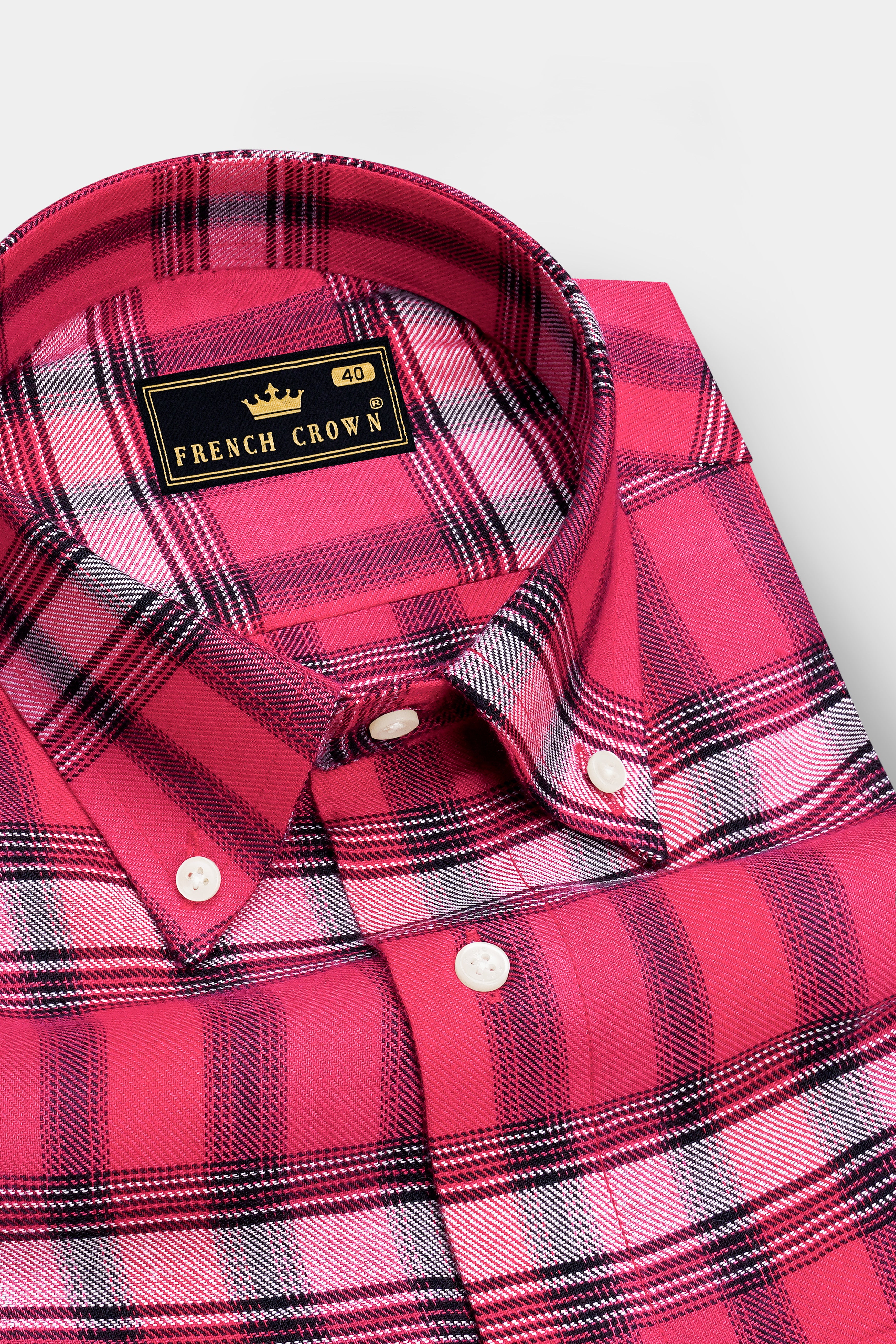 Blush-Cerise Pink Plaid Super Soft Tencel Casual Shirt