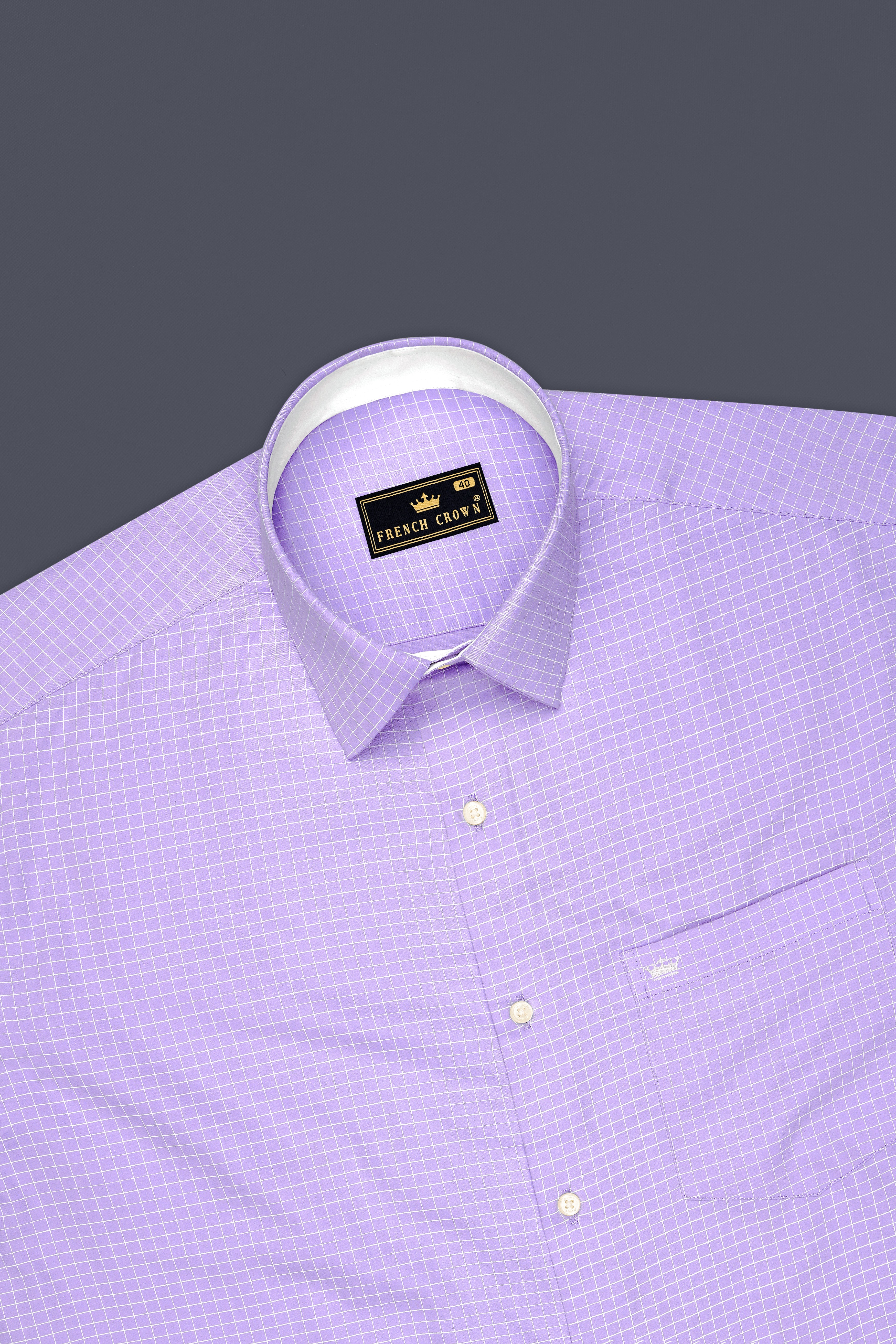 Prism-Prelude Purple And Bright White Plaid Subtle Sheen Soft Premium Cotton Dress Shirt