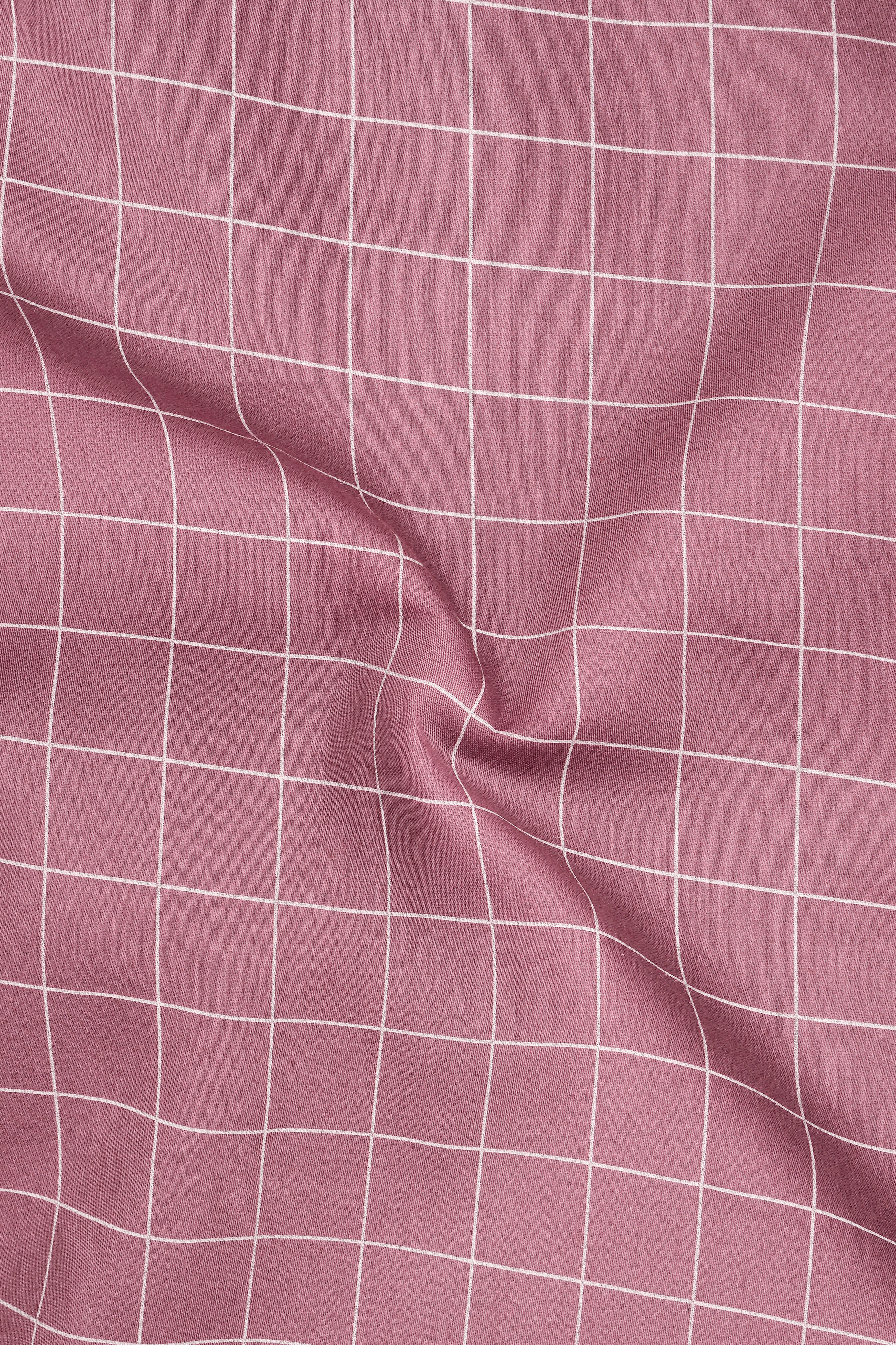 Crest-Brandy Rose Pink And Bright White Windowpane Subtle Sheen Soft Premium Cotton Dress Shirt