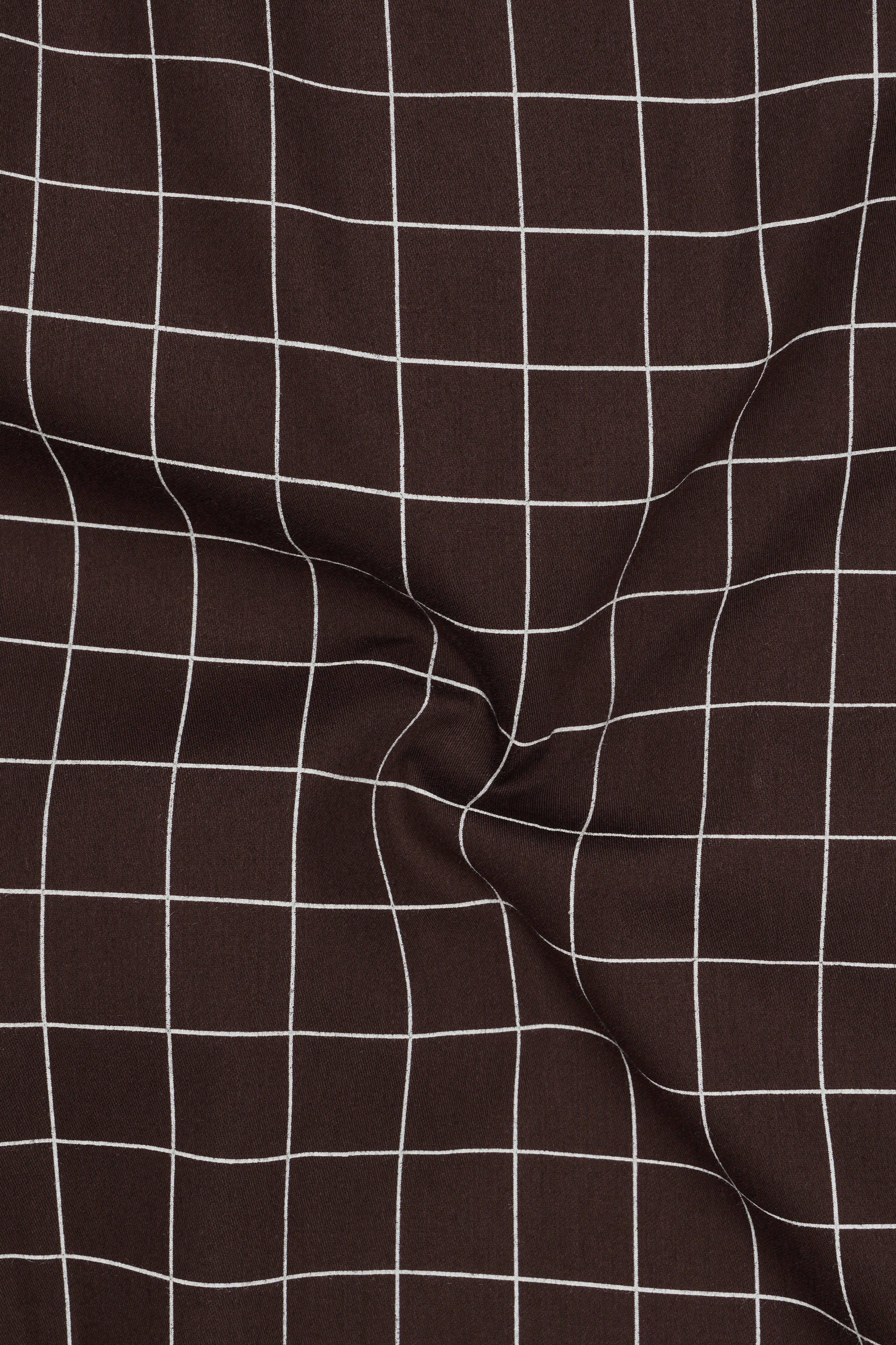Monarch-Bistre Brown And Bright White Windowpane Subtle Sheen Super Soft Premium Cotton Dress Shirt