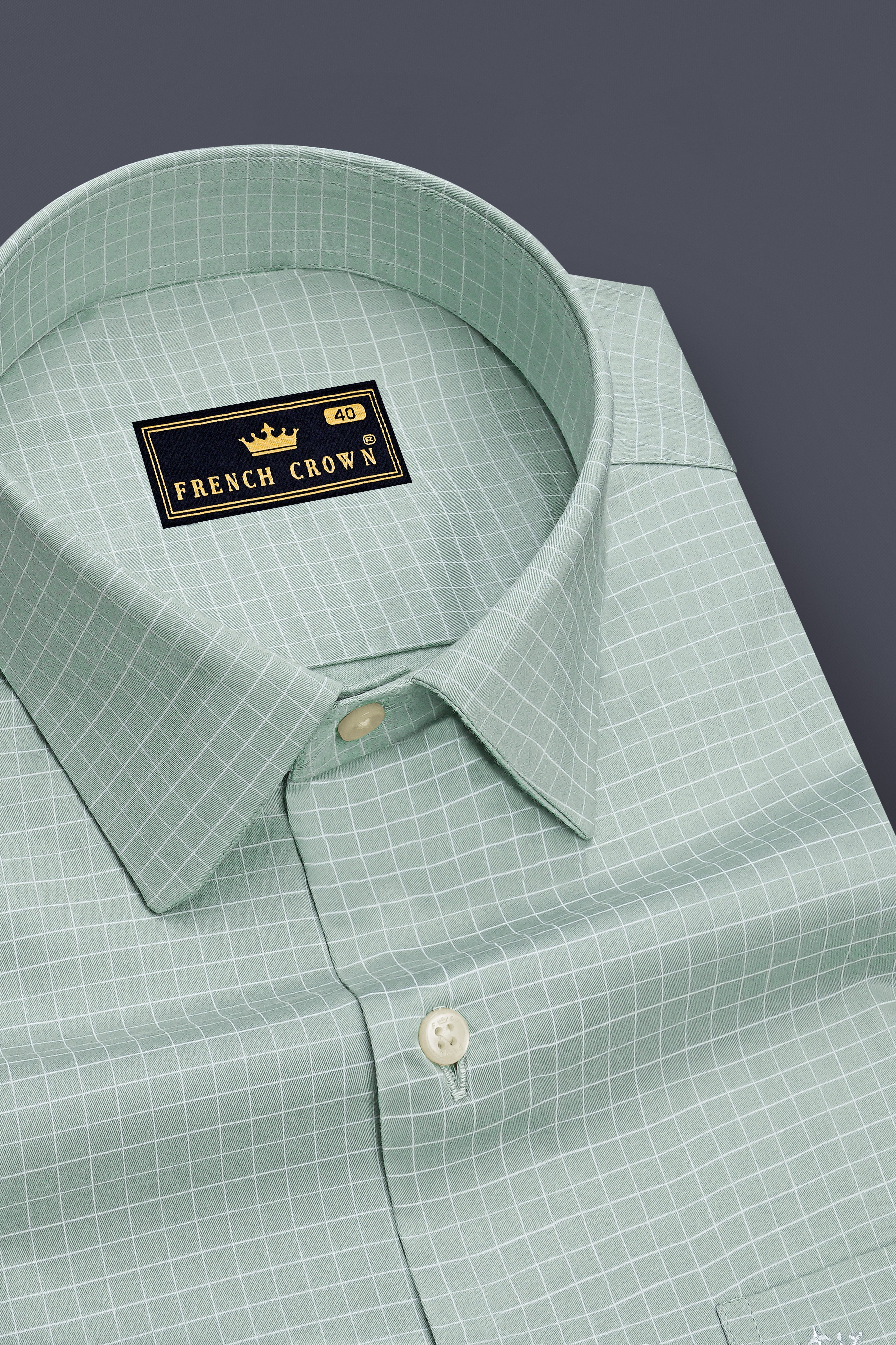 Ascend-Tower Green And Bright White Plaid Subtle Sheen Super Soft Premium Cotton Dress Shirt