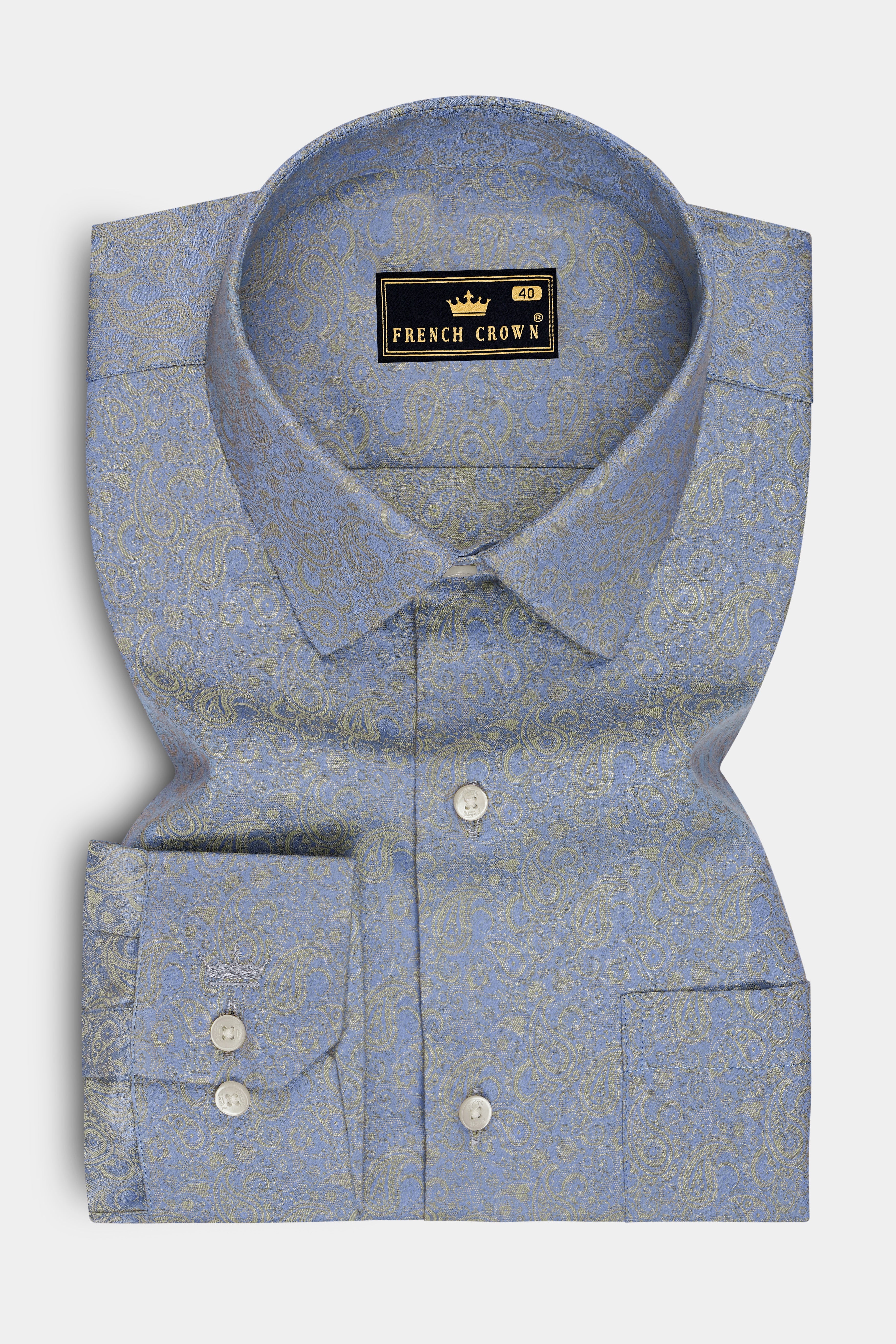Opulen-Regent Gray Jacquard Textured Premium Cotton Dress Shirt