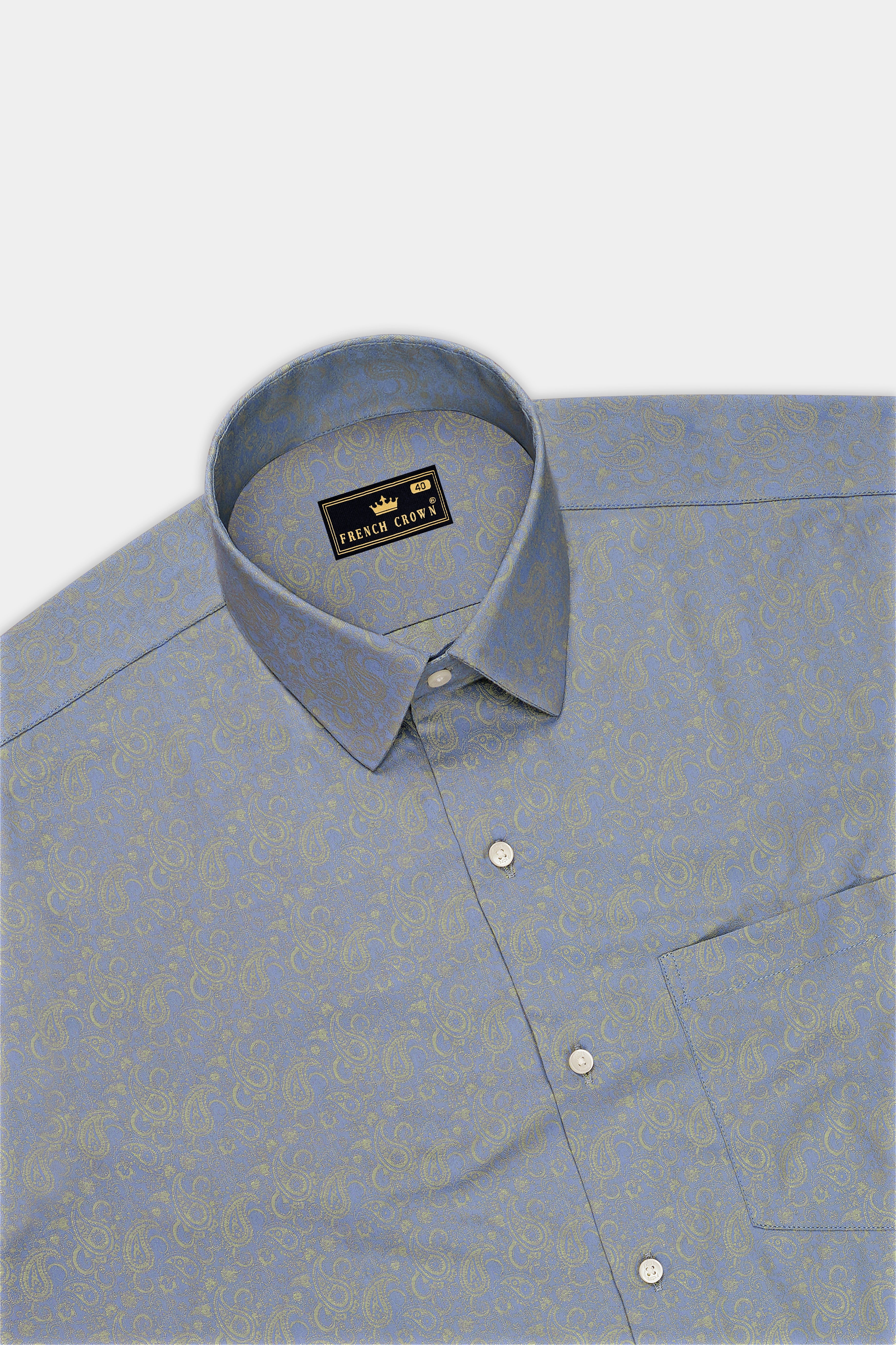 Opulen-Regent Gray Jacquard Textured Premium Cotton Dress Shirt