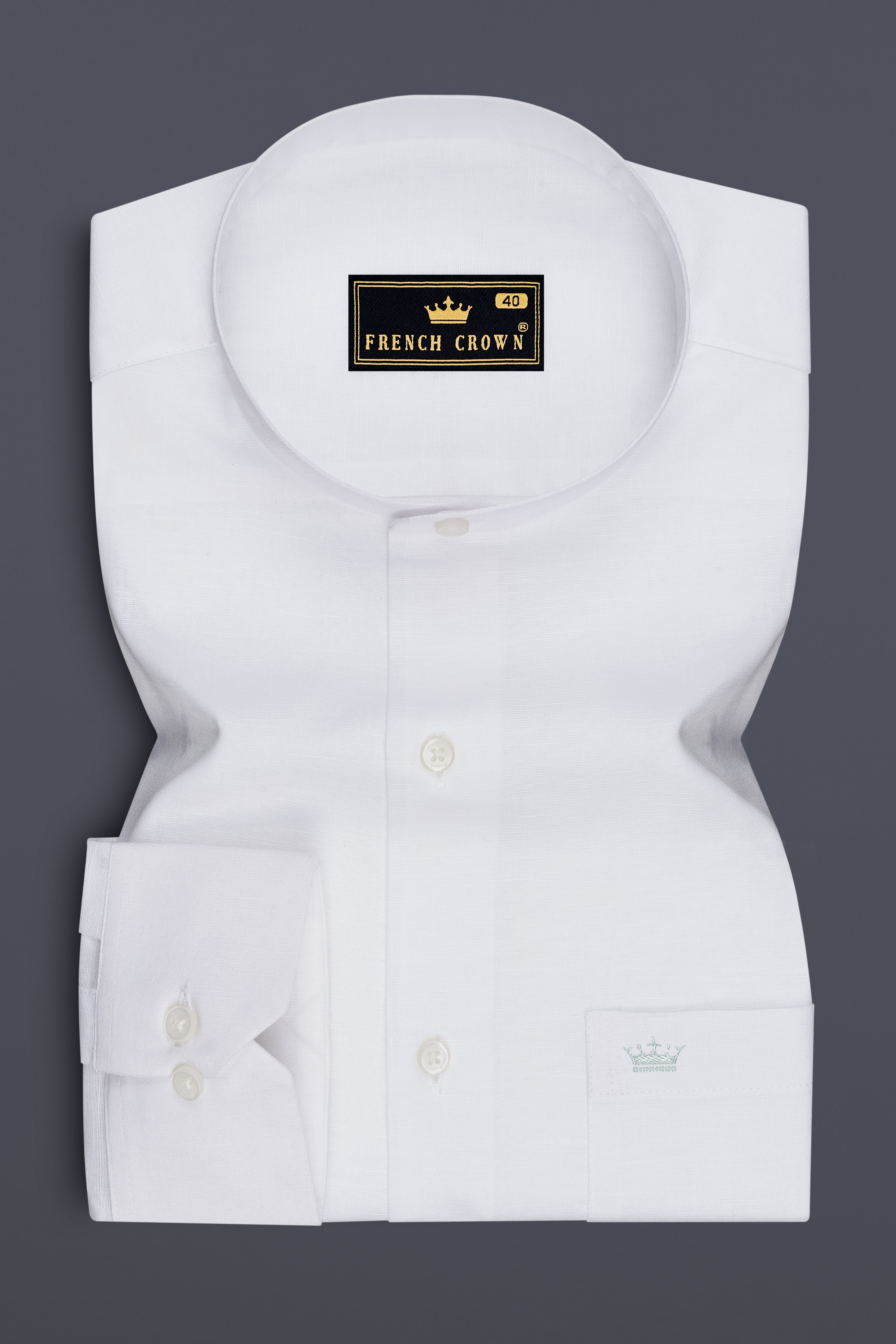 Luceo-Bright White Luxurious Linen Mandarin Dress Shirt