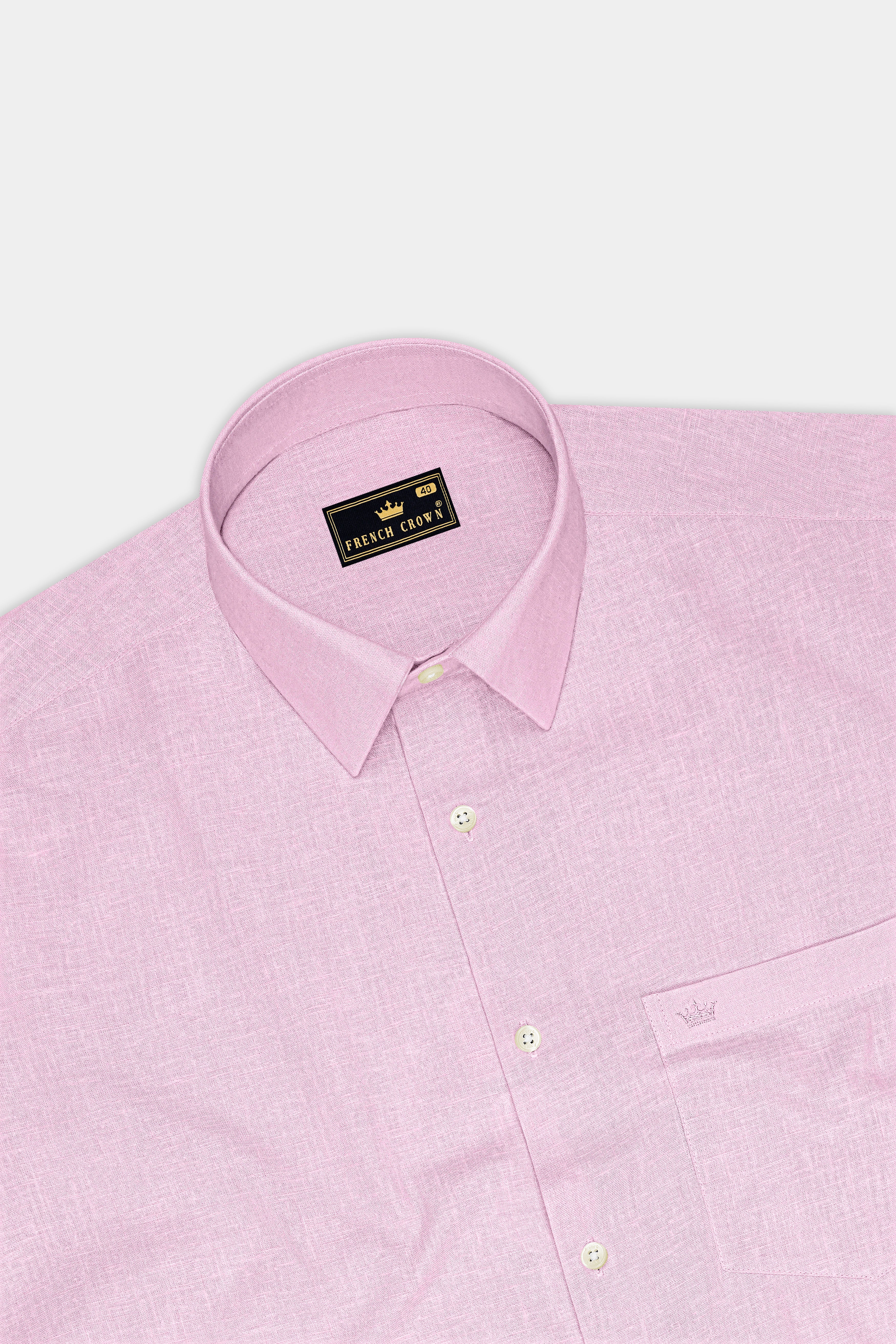 Maison-Classic Rose Pink Luxurious Linen Dress Shirt