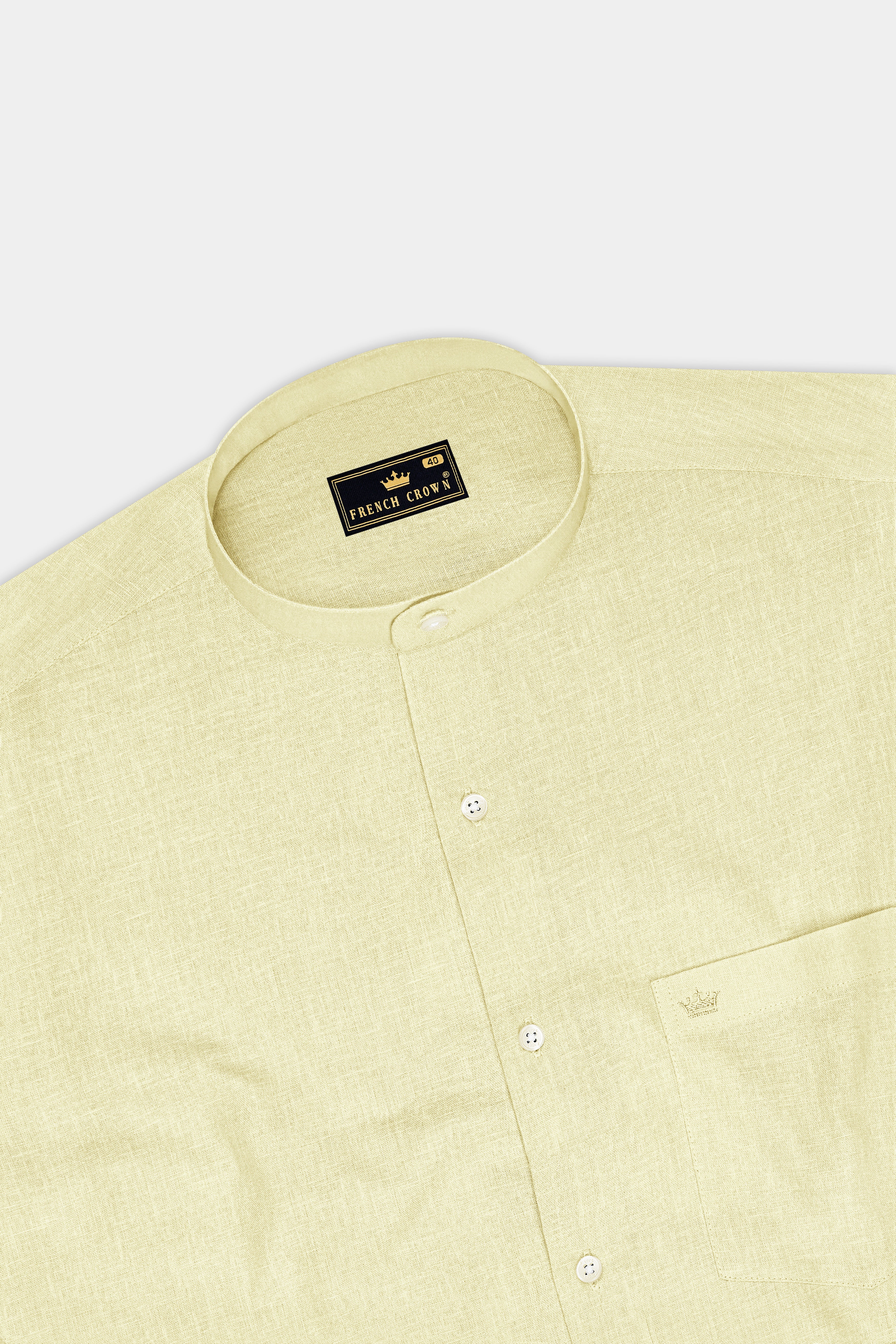 Flavian-Spring Yellow Luxurious Linen Mandarin Dress Shirt