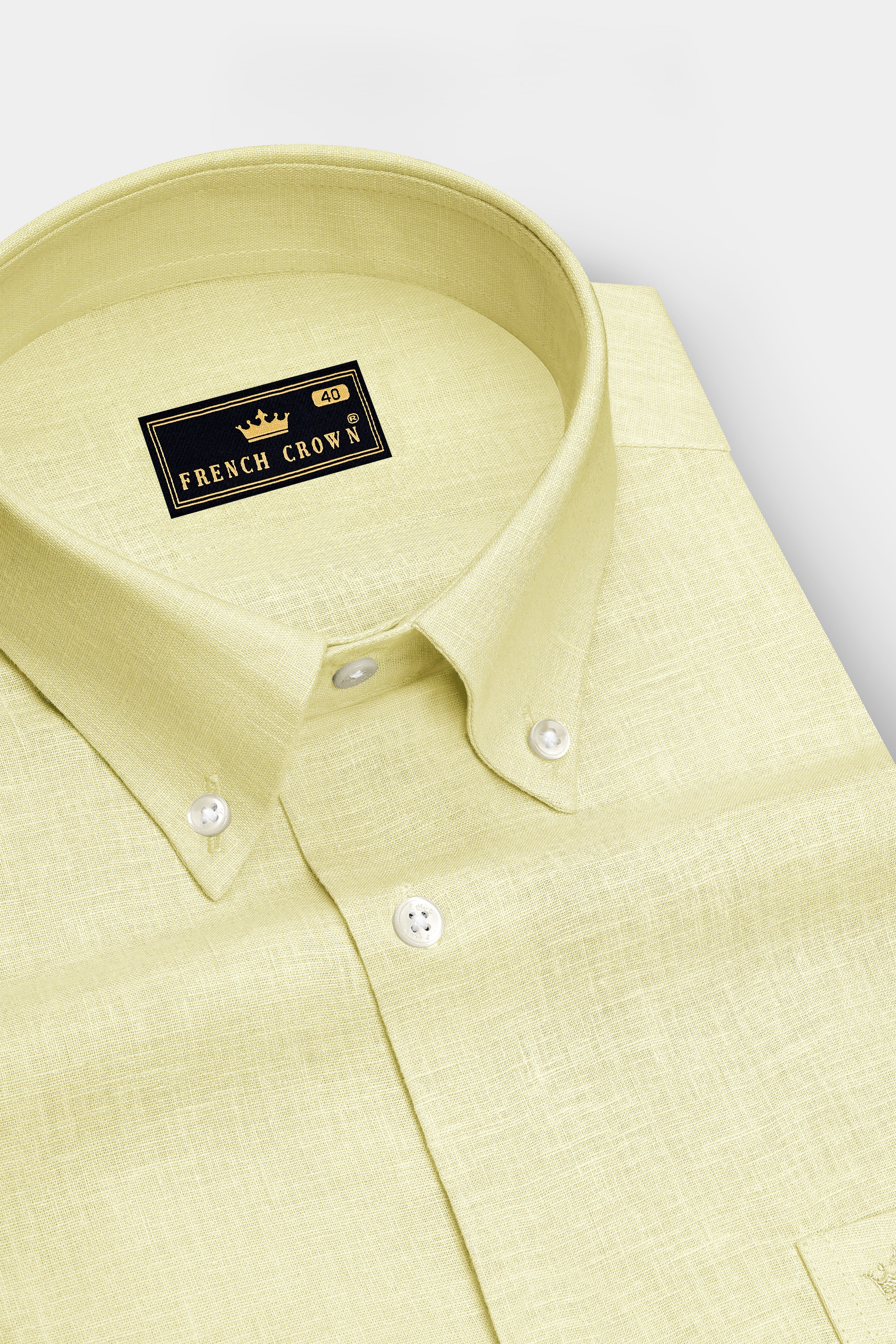 Flavian-Spring Yellow Luxurious Linen Button Down Dress Shirt