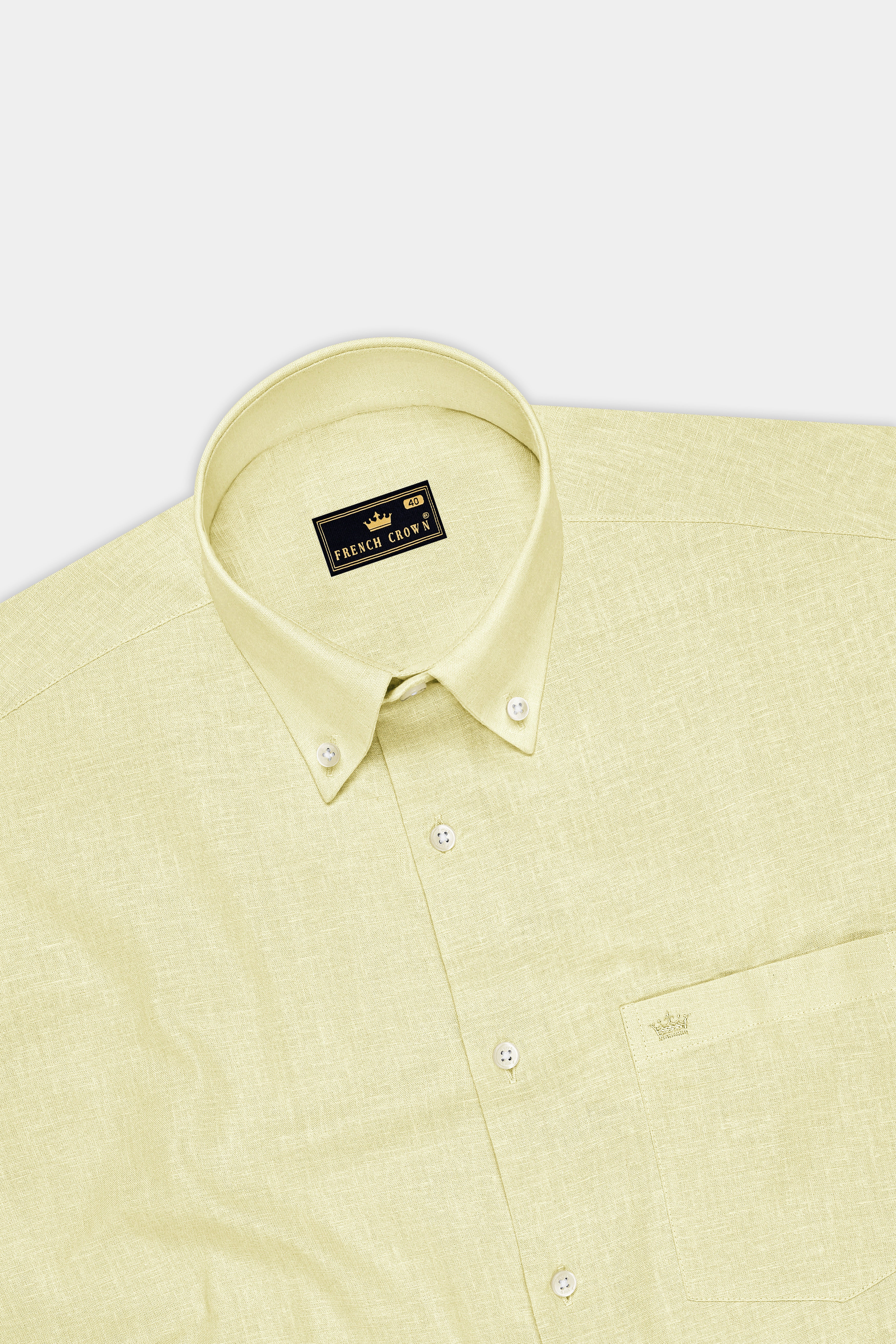 Flavian-Spring Yellow Luxurious Linen Button Down Dress Shirt
