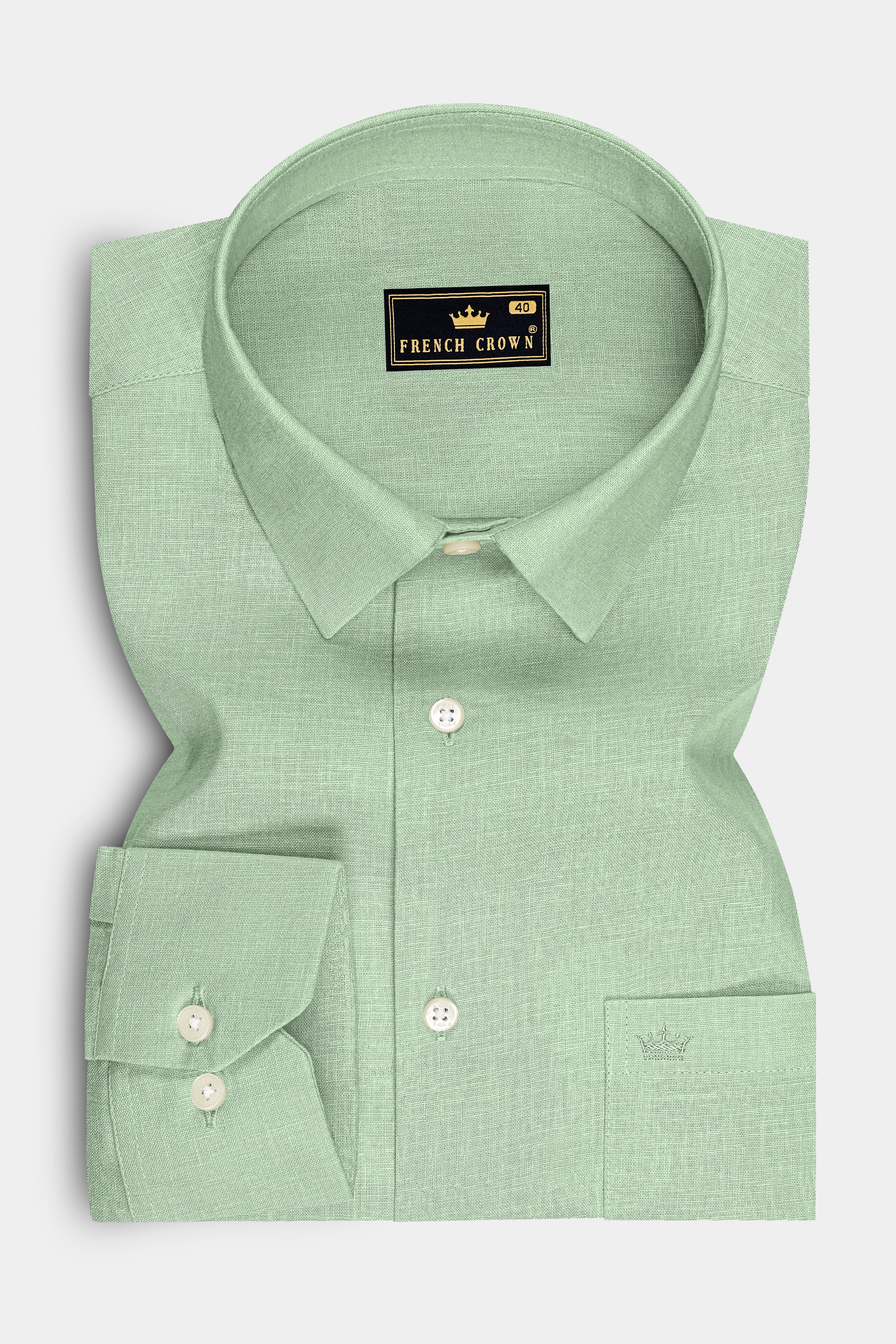 Moss-Ash Green Luxurious Linen Dress Shirt