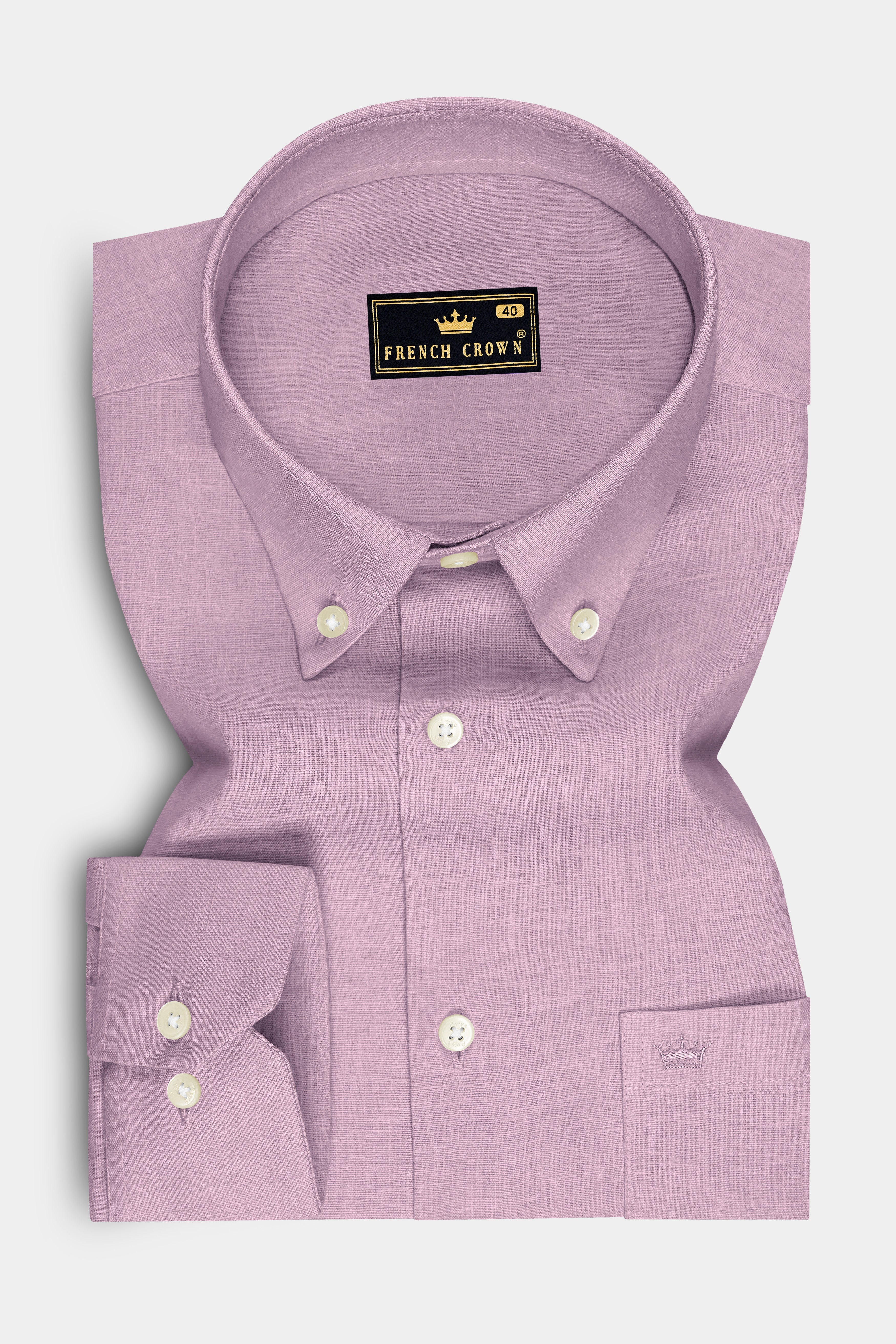 Fleur-Wisteria Pink Luxurious Linen Button Down Dress Shirt