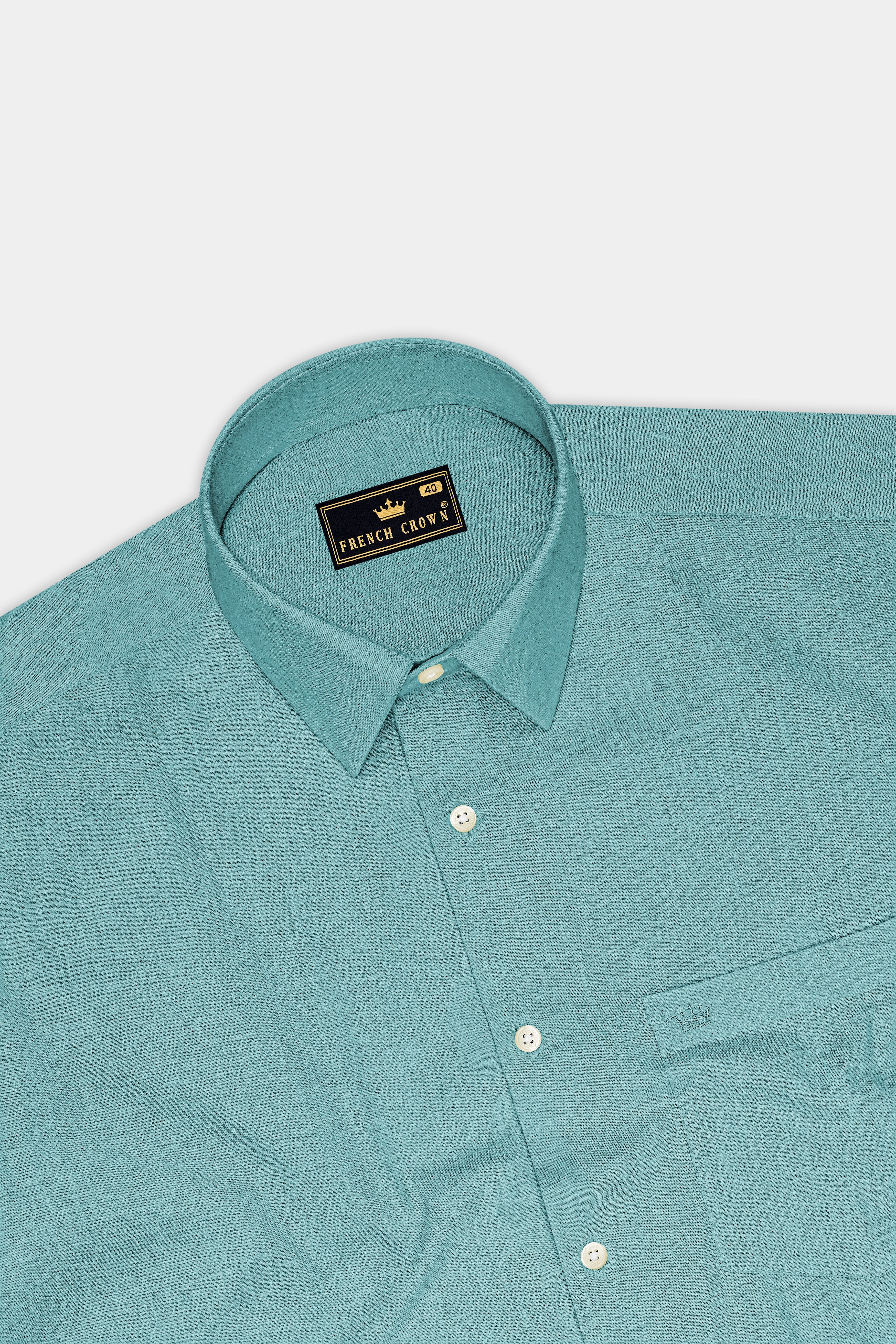 Verdant-Gulf Stream Green Luxurious Linen Dress Shirt