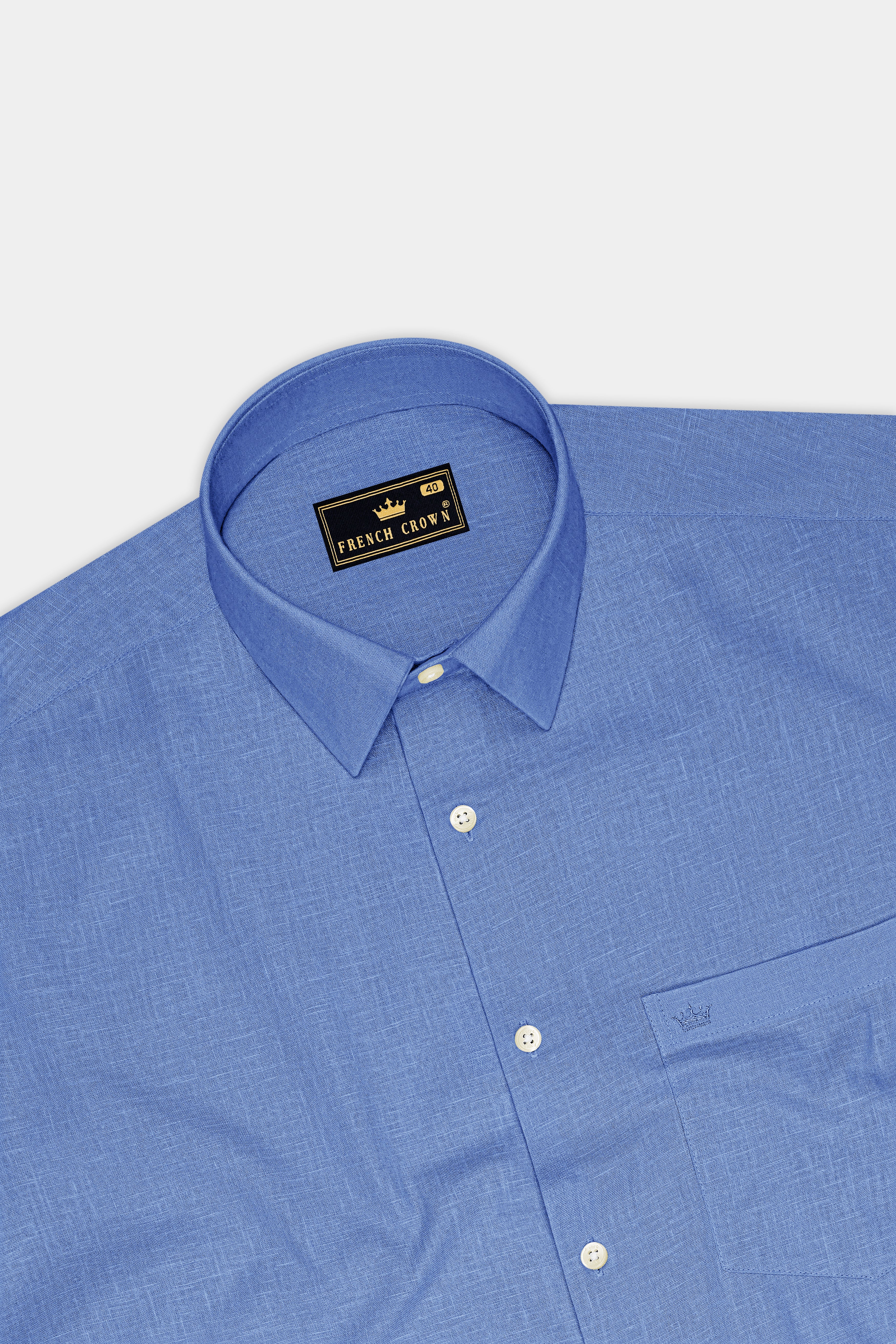 Lagoon-Glaucous Blue Luxurious Linen Dress Shirt