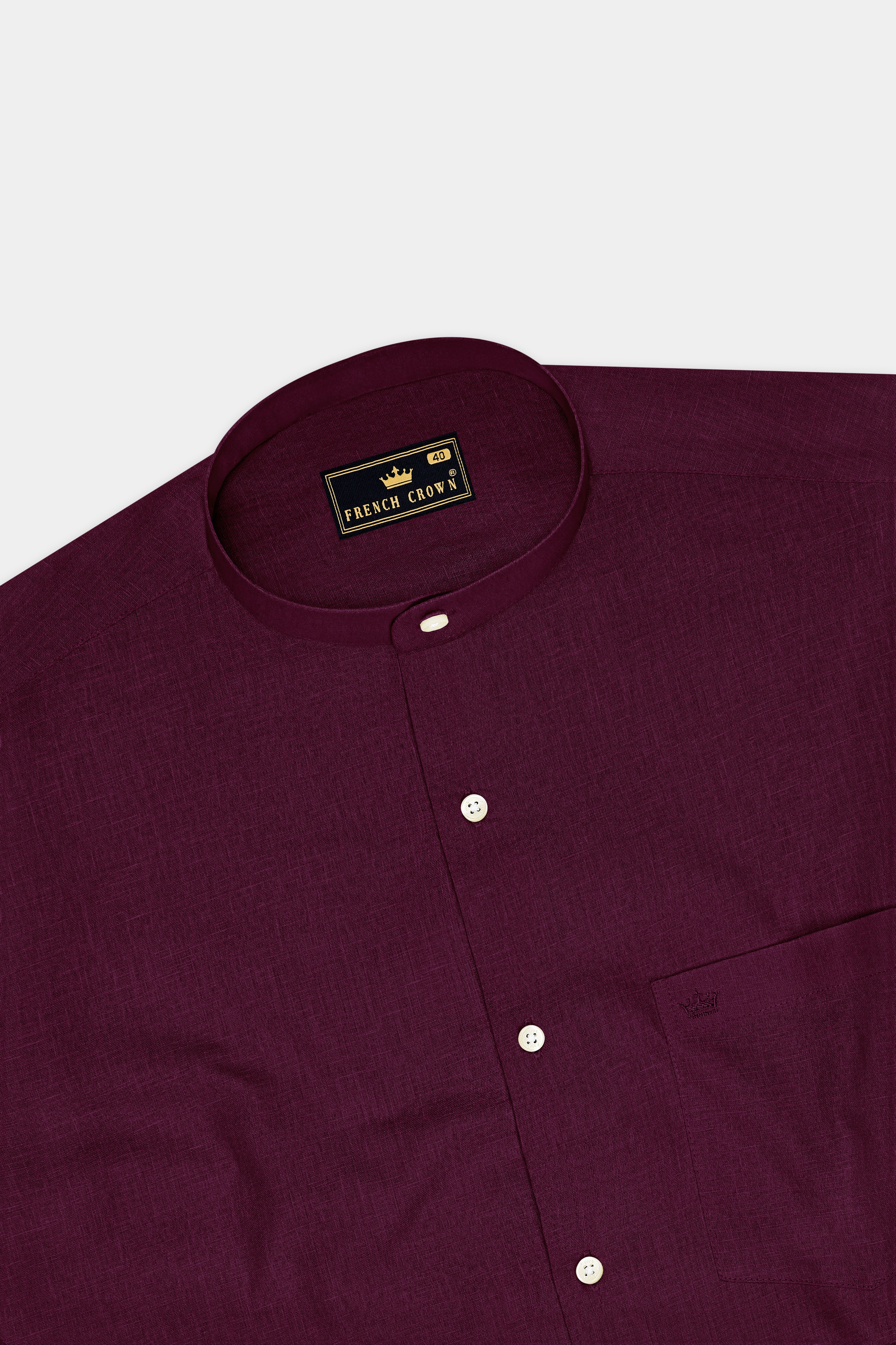 Heritage-English Walnut Maroon Luxurious Linen Mandarin Dress Shirt