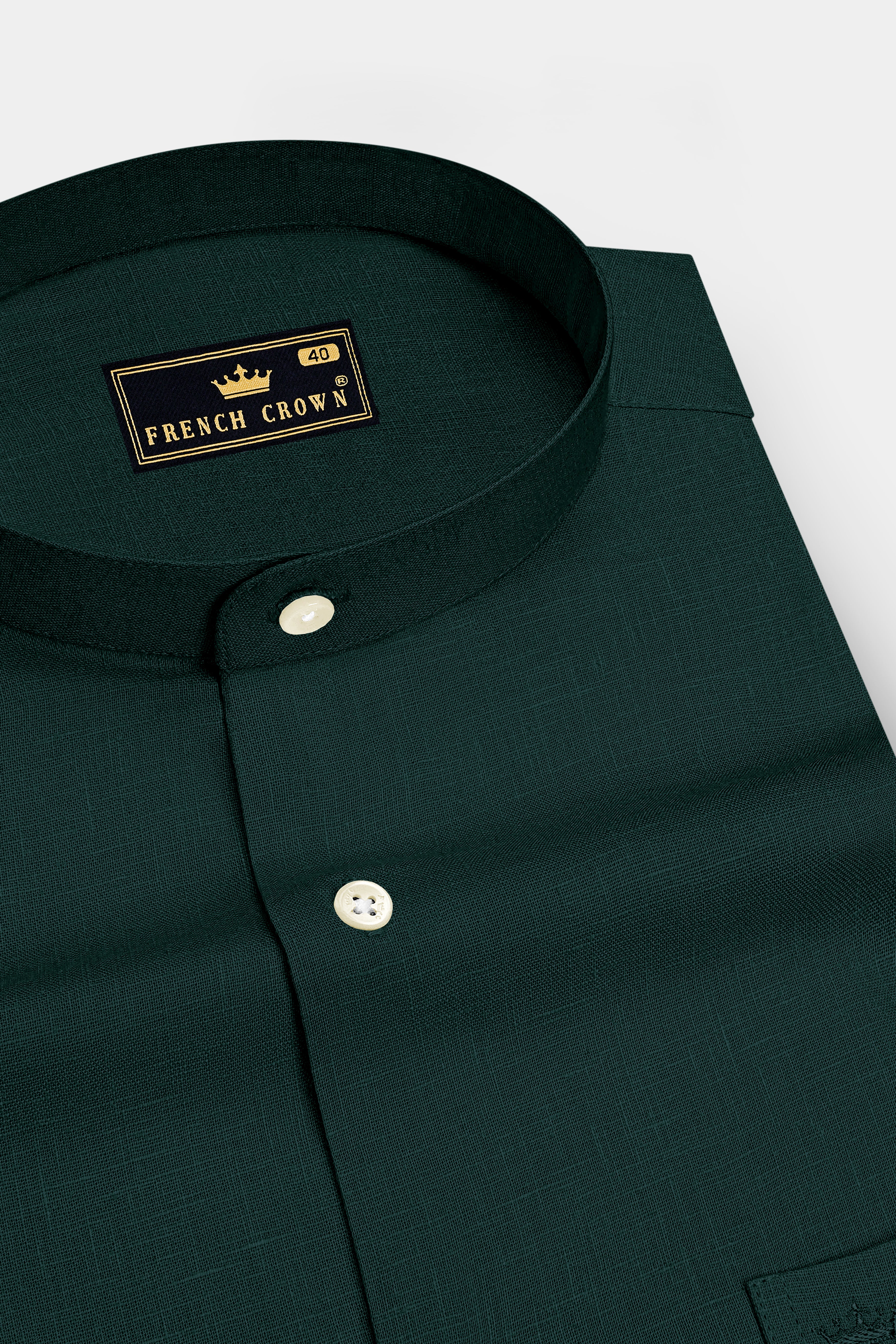 Thrive-Phthalo Green Luxurious Linen Mandarin Dress Shirt