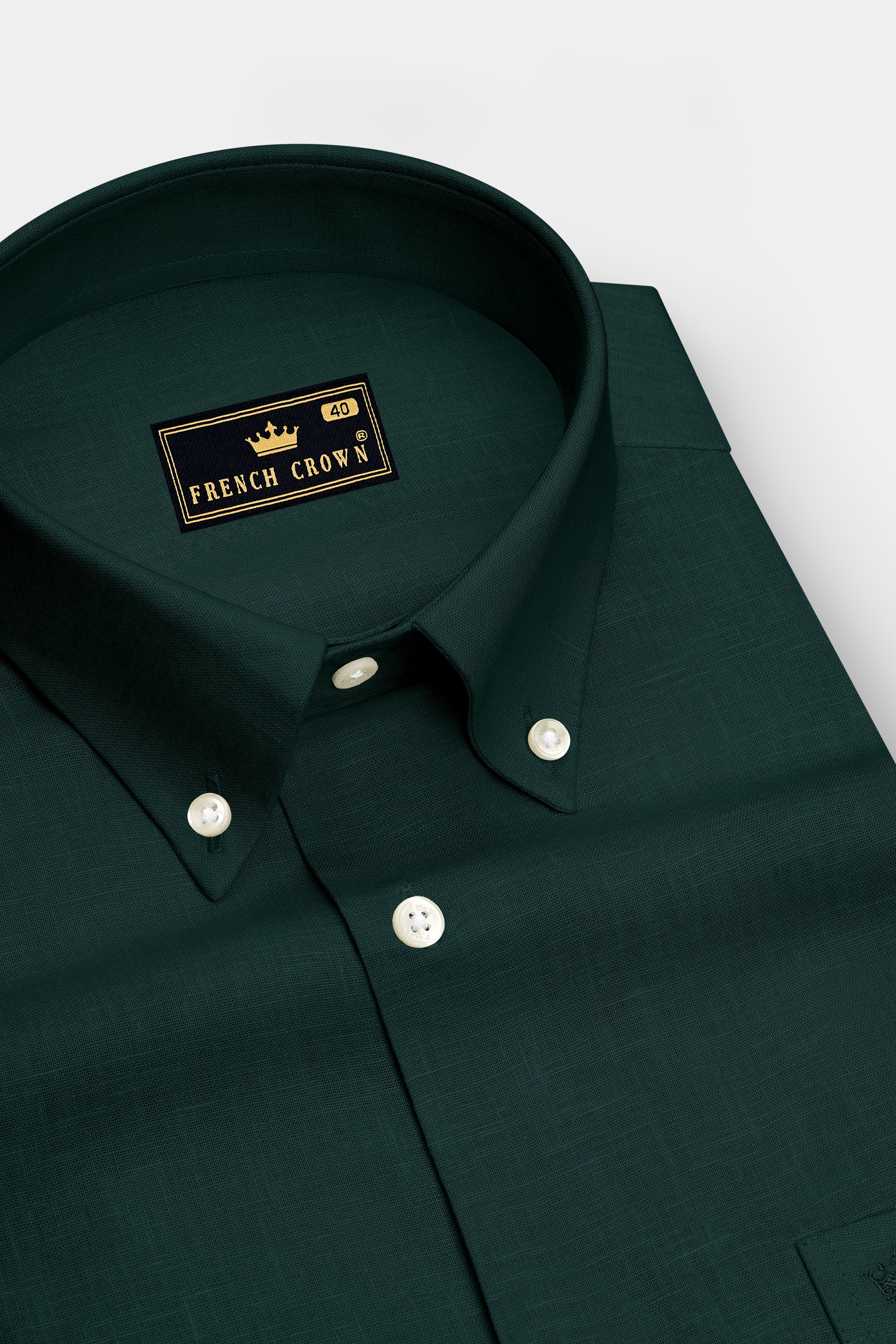 Thrive-Phthalo Green Luxurious Linen Button Down Dress Shirt
