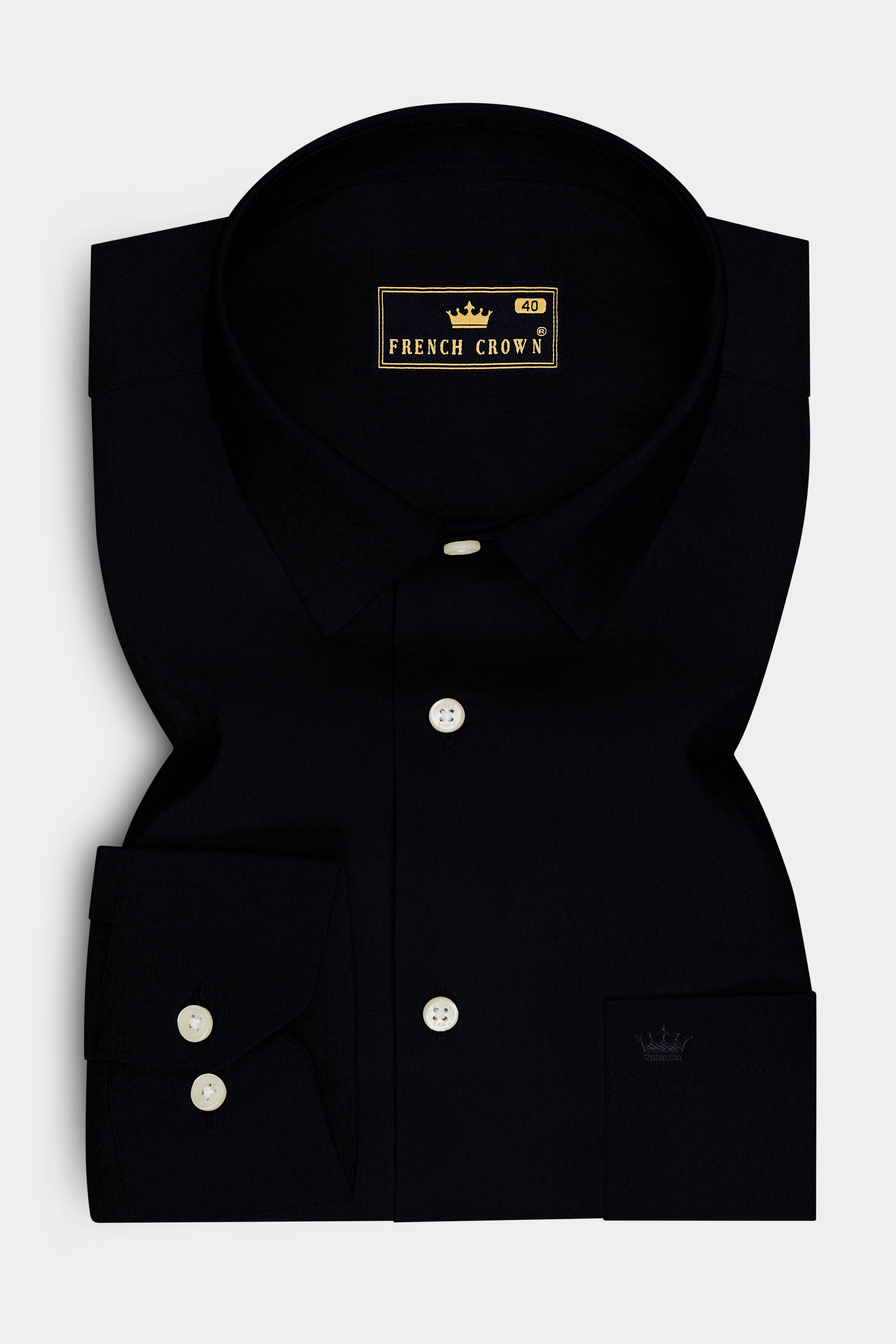 Vantor-Jade Black Luxurious Linen Dress Shirt