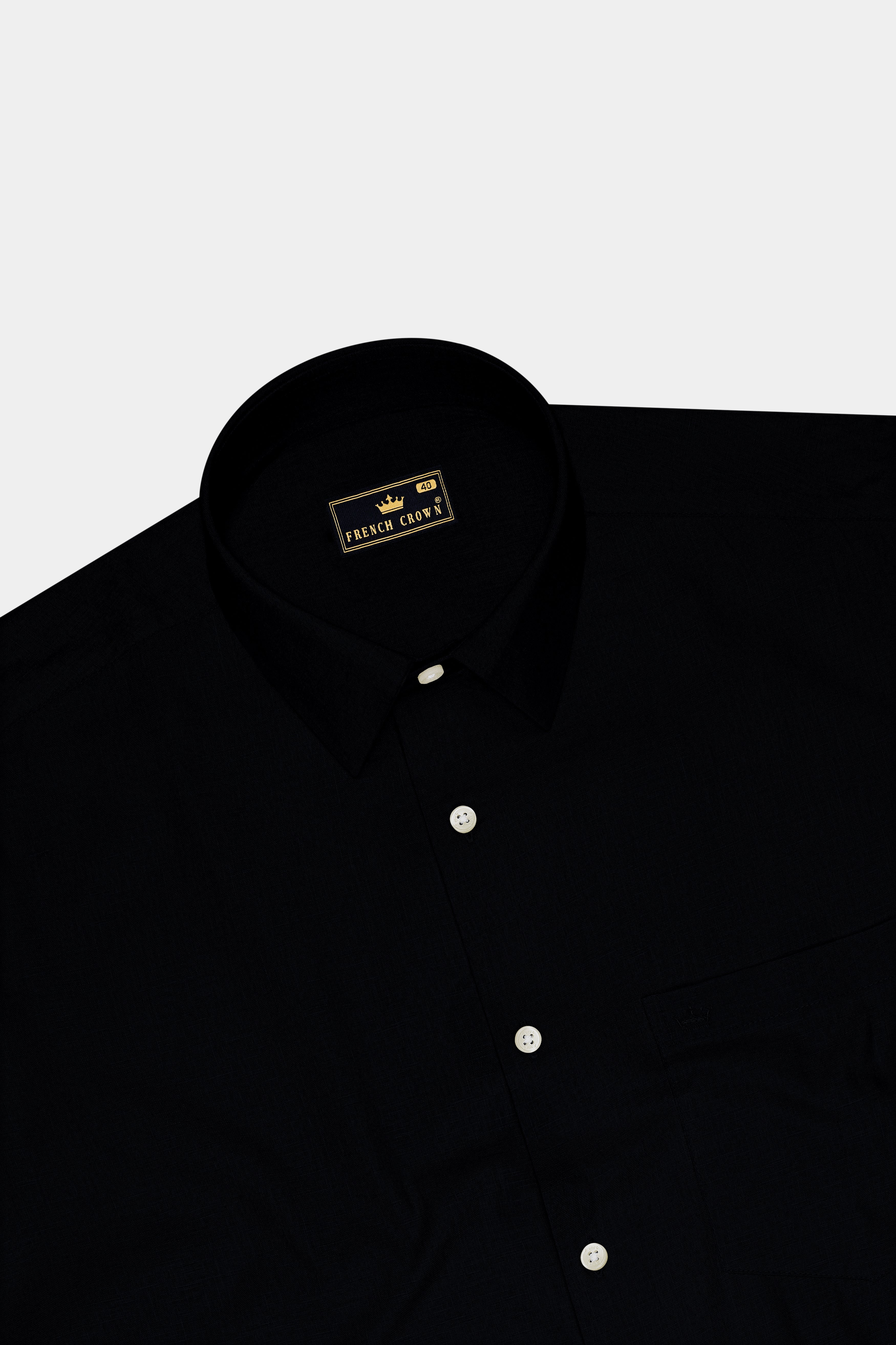 Vantor-Jade Black Luxurious Linen Dress Shirt