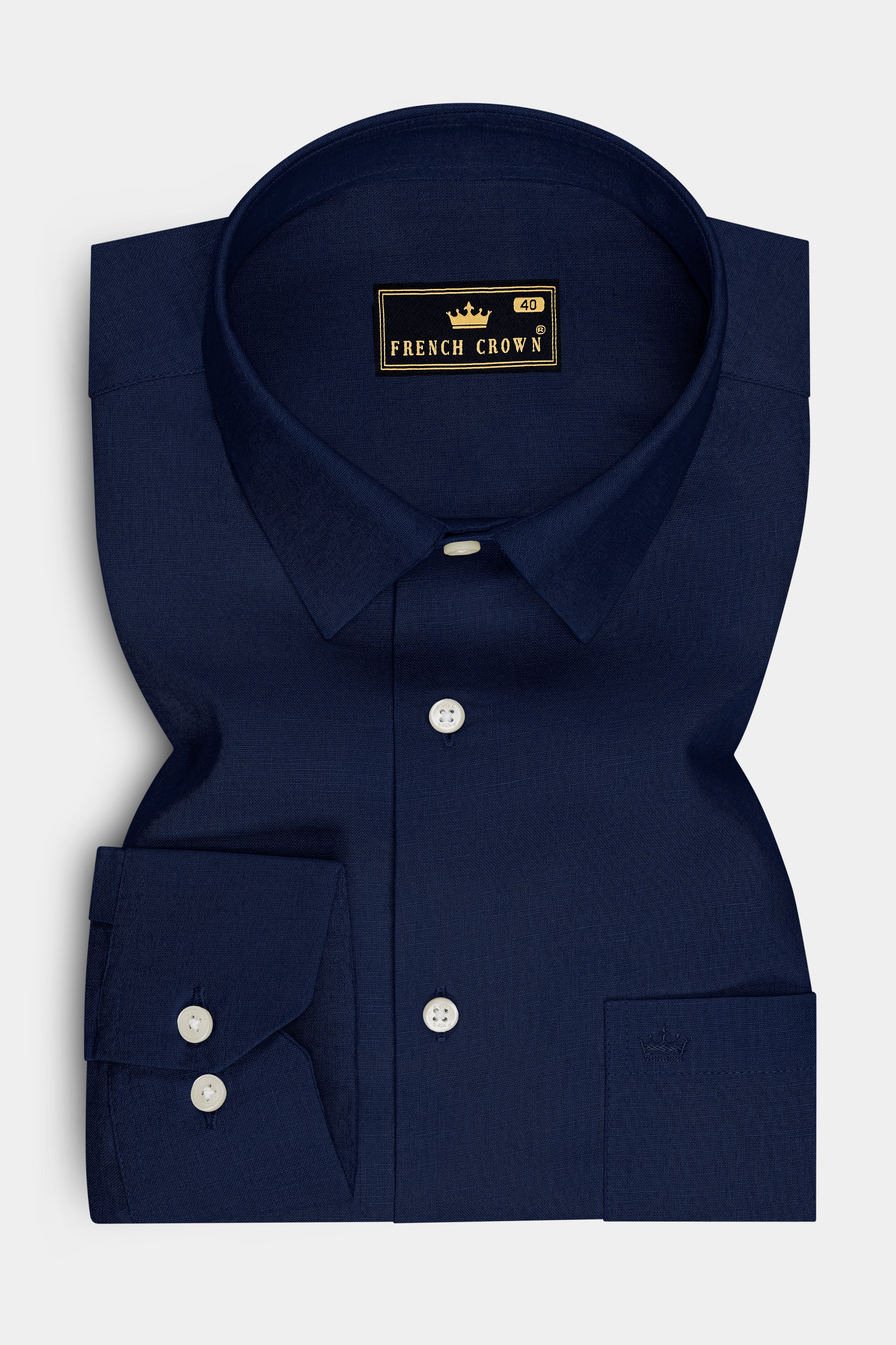 Cobalt-Midnight Blue Luxurious Linen Dress Shirt