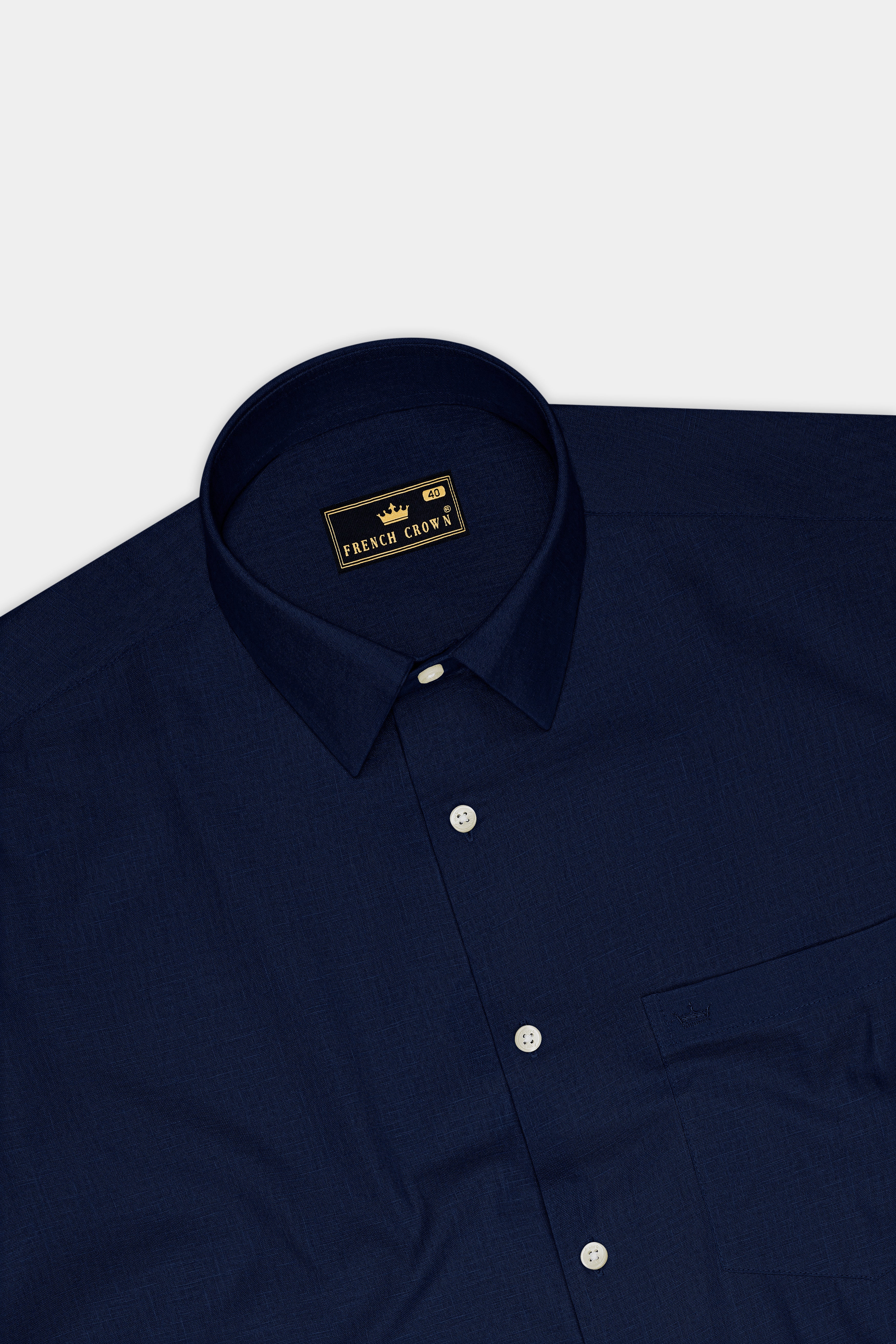 Cobalt-Midnight Blue Luxurious Linen Dress Shirt