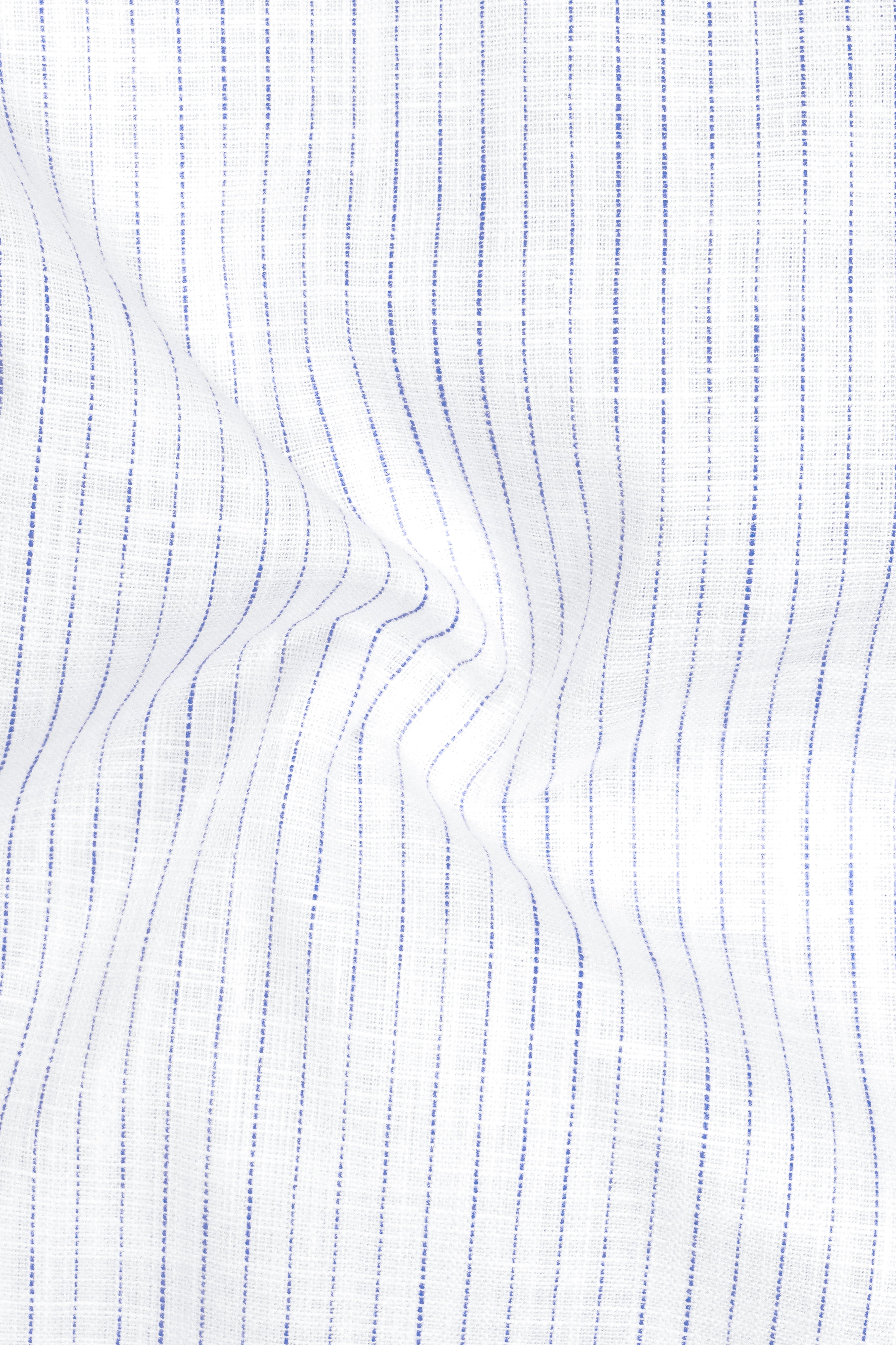 Sailor-Bright White And Portage Blue Pin Striped Luxurious Linen Mandarin Casual Shirt