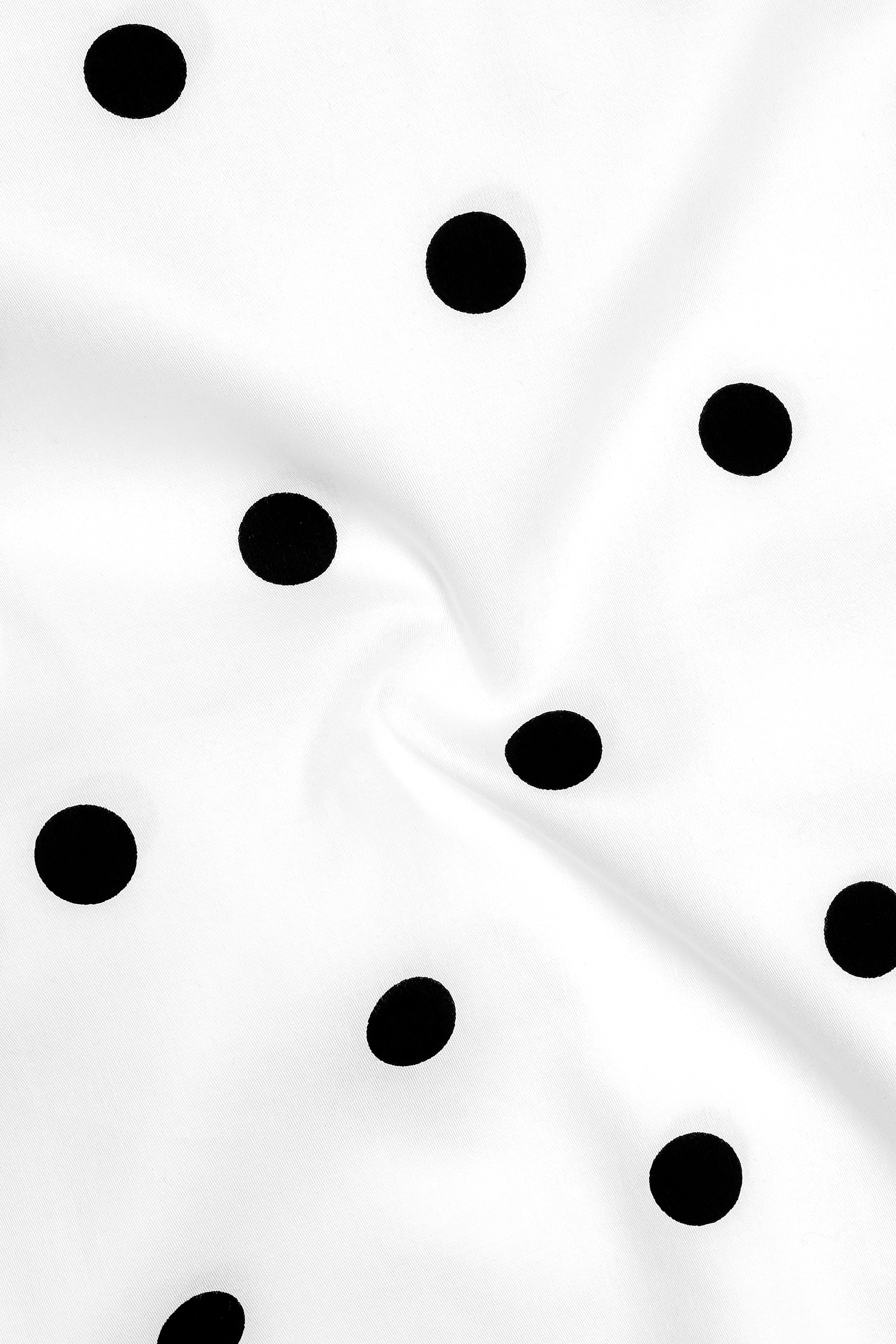 Dotique-Bright White Polka Dots Printed Subtle Sheen Soft Premium Cotton Dress Shirt