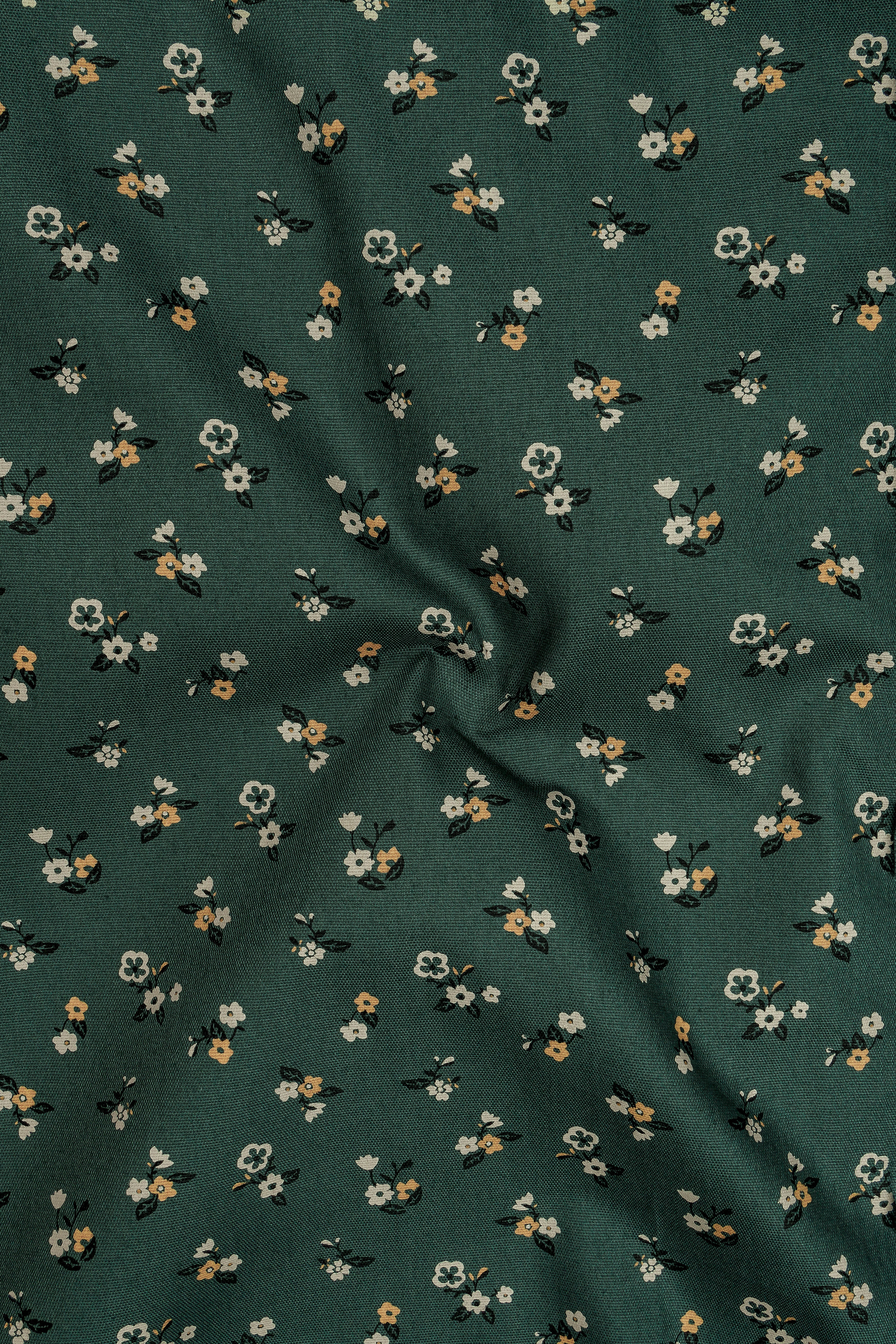Botanica-Everglade Green Floral Printed Subtle Sheen Super Soft Premium Cotton Dress Shirt